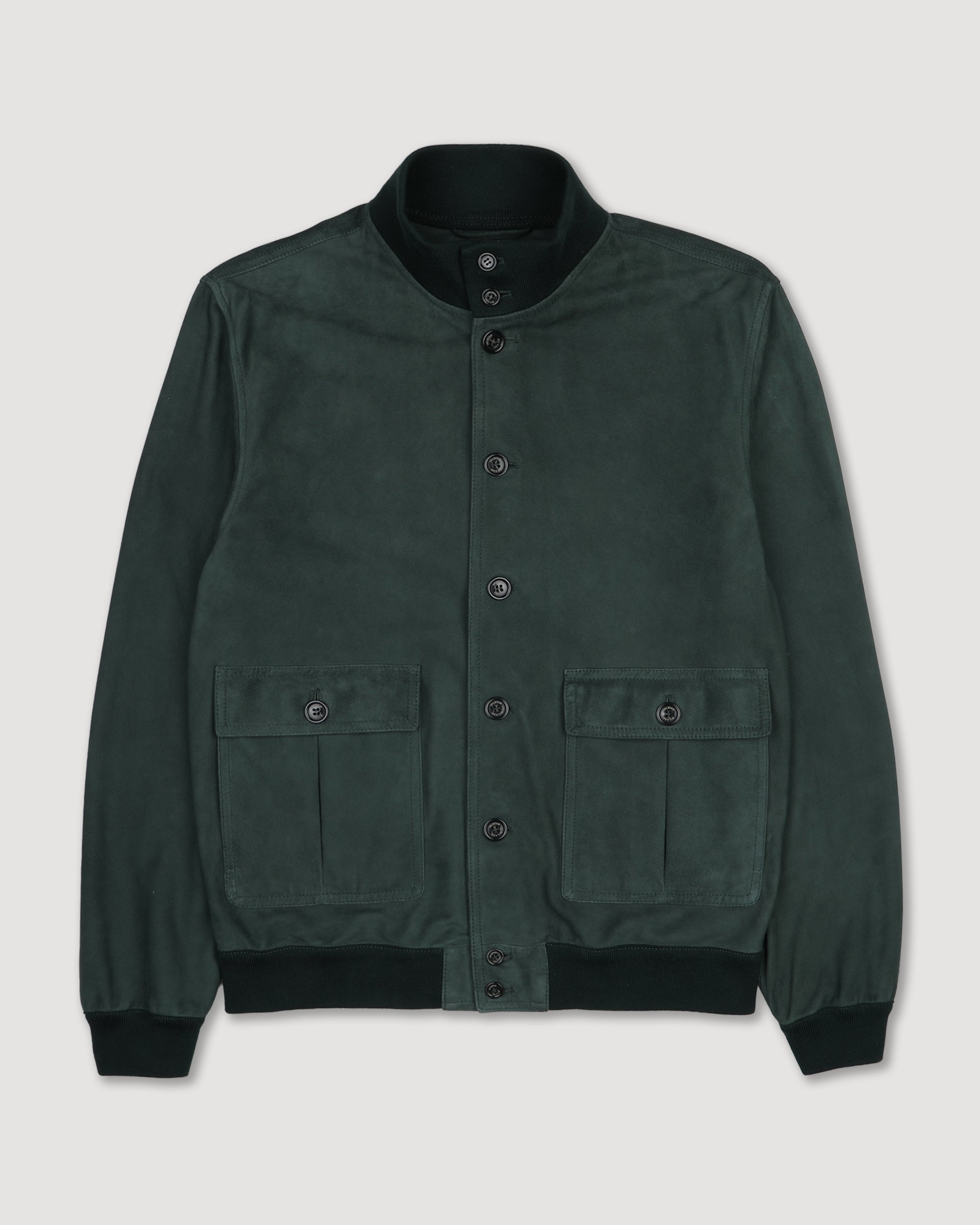 Giubbotto Valstarino in suede, sfoderato con loop nel collo dietro. Verde - Garden