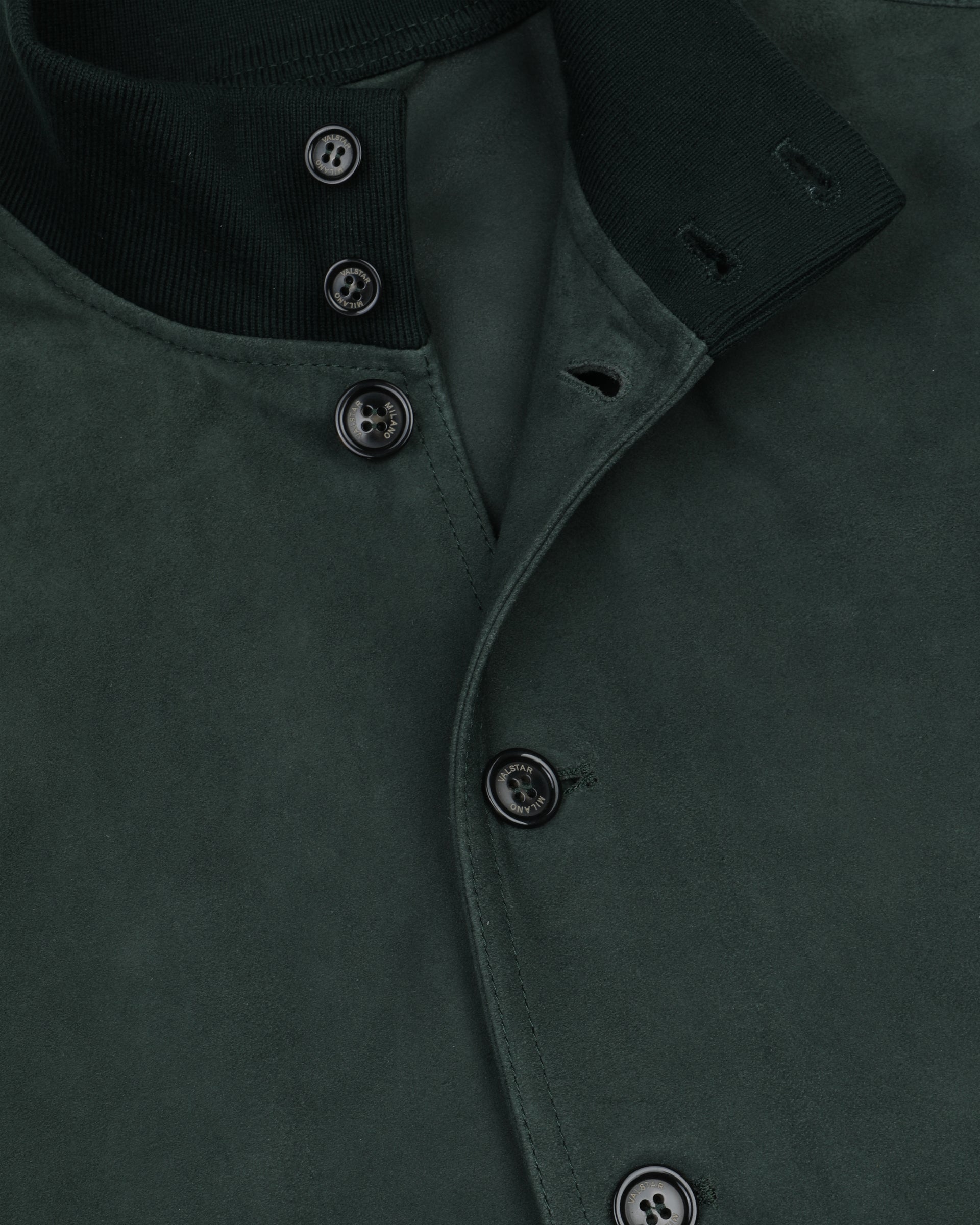 Giubbotto Valstarino in suede, sfoderato con loop nel collo dietro. Verde - Garden