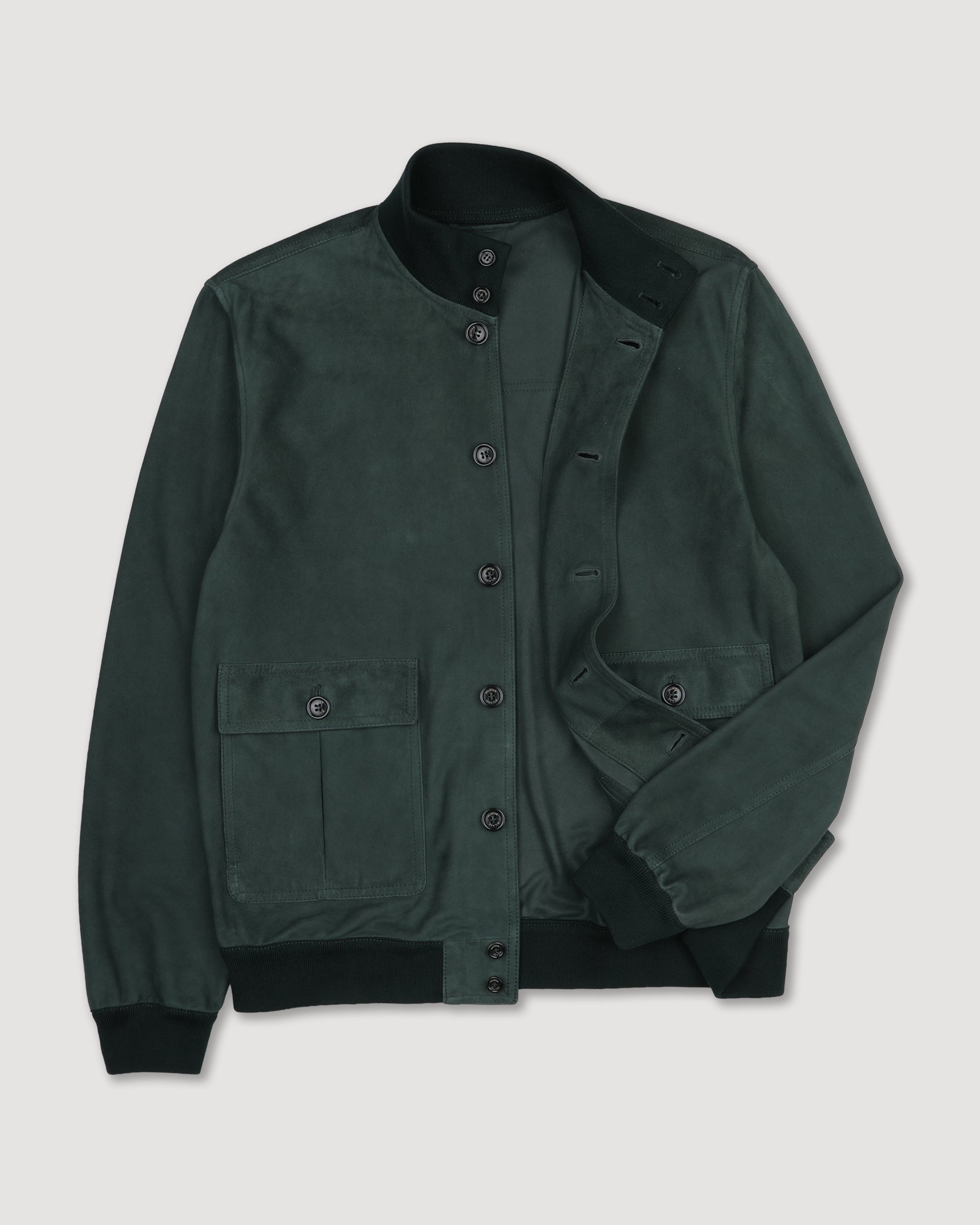 Giubbotto Valstarino in suede, sfoderato con loop nel collo dietro. Verde - Garden