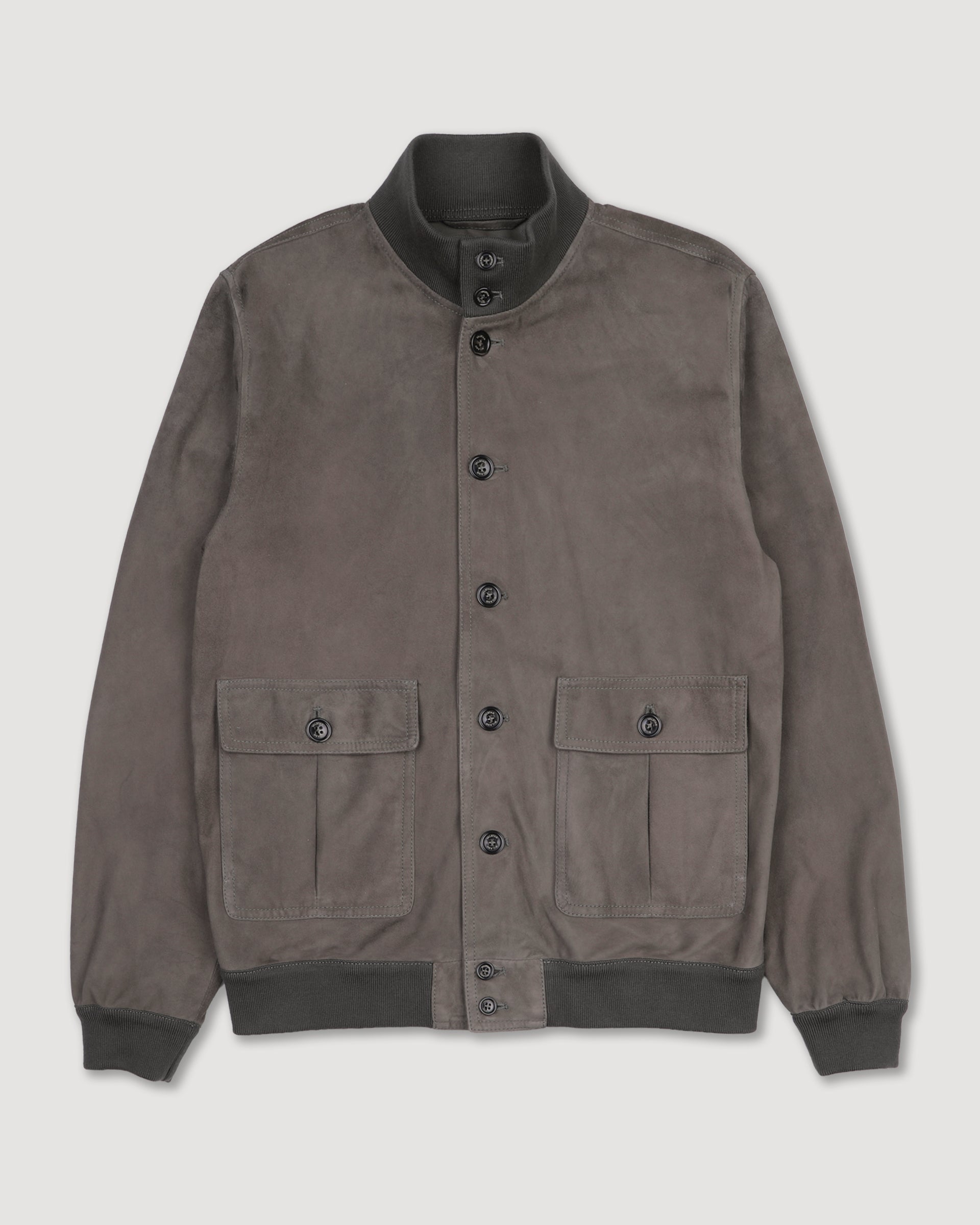 Giubbotto Valstarino in suede, sfoderato con loop nel collo dietro. Marrone - Roccia
