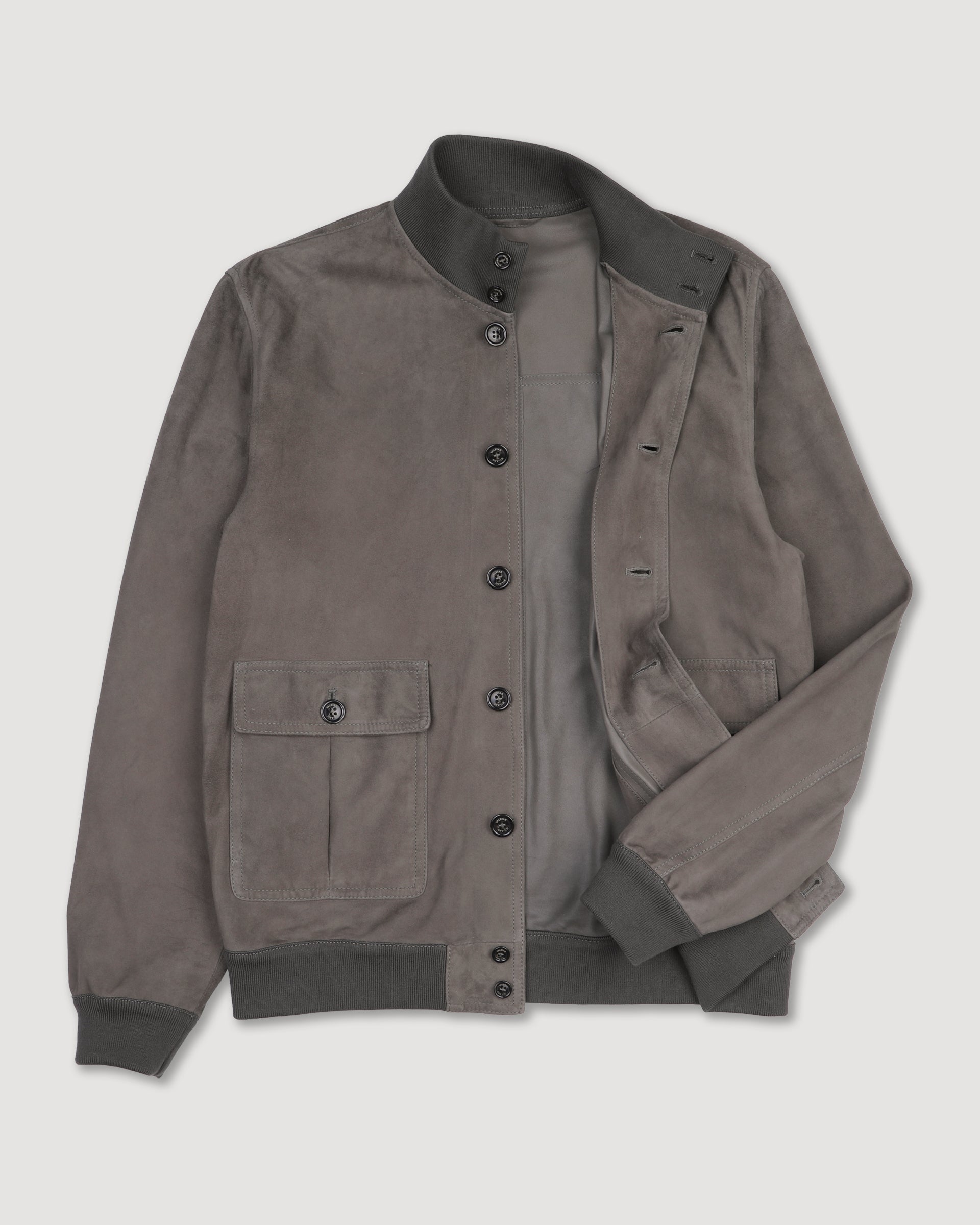 Giubbotto Valstarino in suede, sfoderato con loop nel collo dietro. Marrone - Roccia