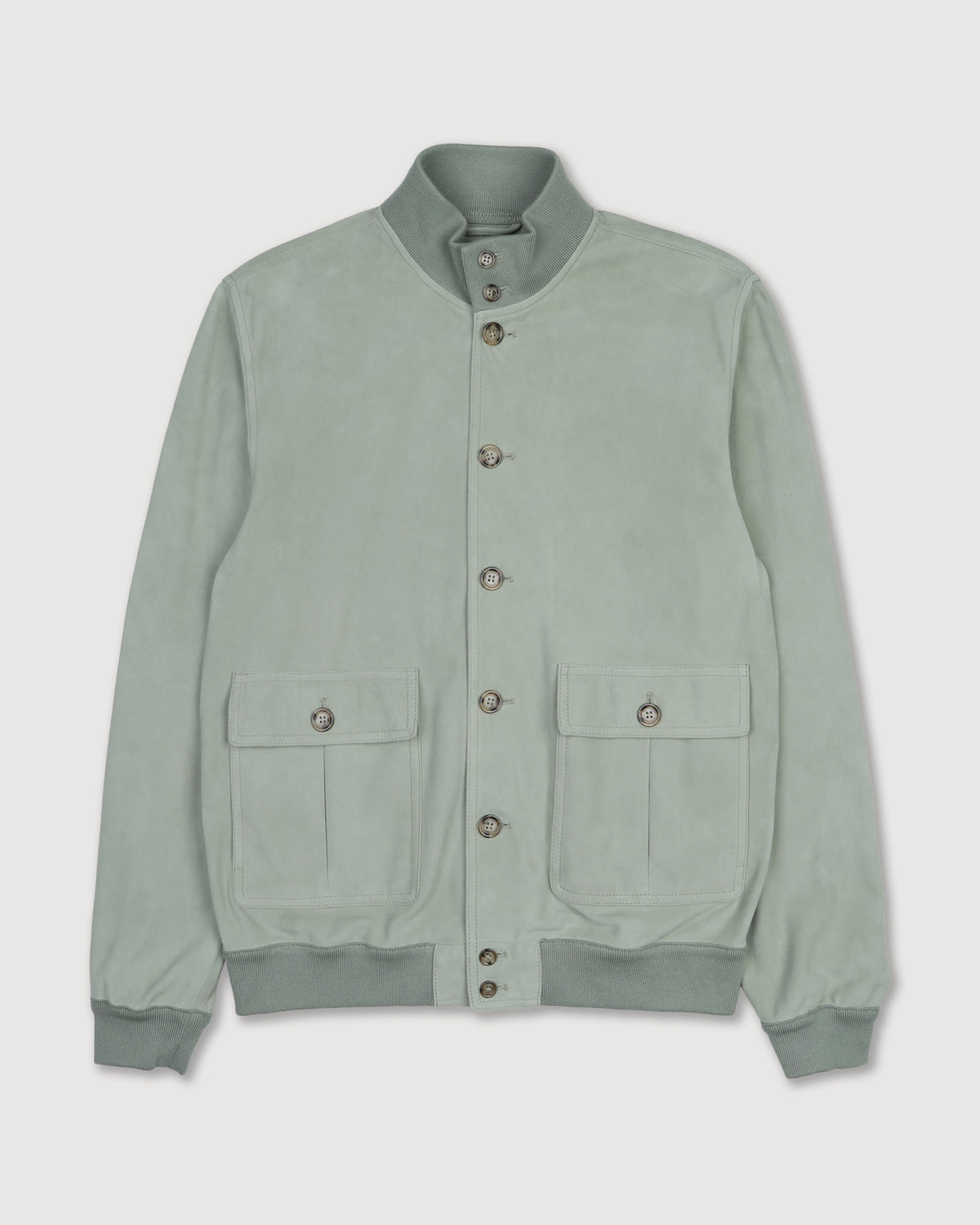 Giubbotto Valstarino in suede, sfoderato con loop nel collo dietro. Verde - Tiglio