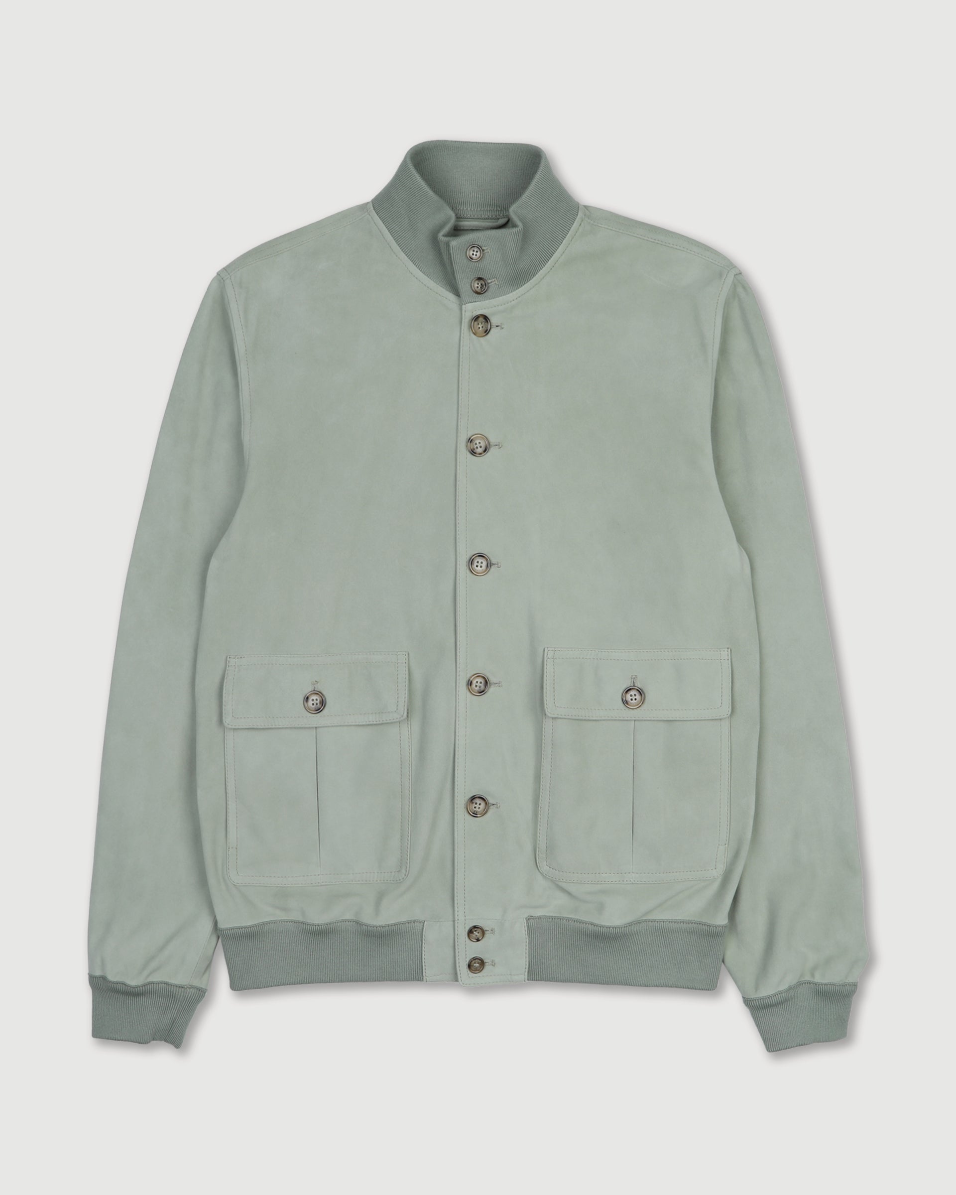 Giubbotto Valstarino in suede, sfoderato con loop nel collo dietro. Verde - Tiglio
