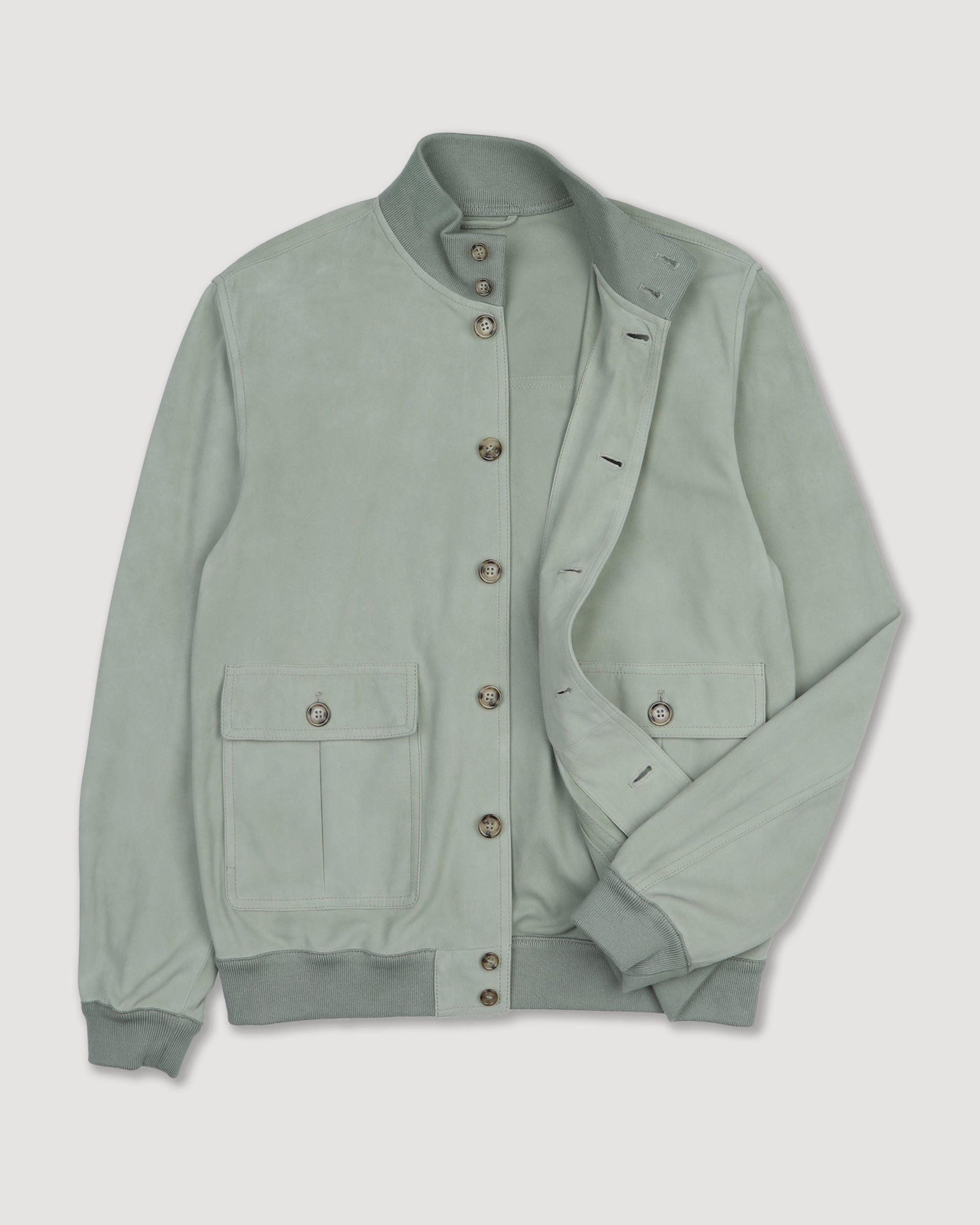 Giubbotto Valstarino in suede, sfoderato con loop nel collo dietro. Verde - Tiglio