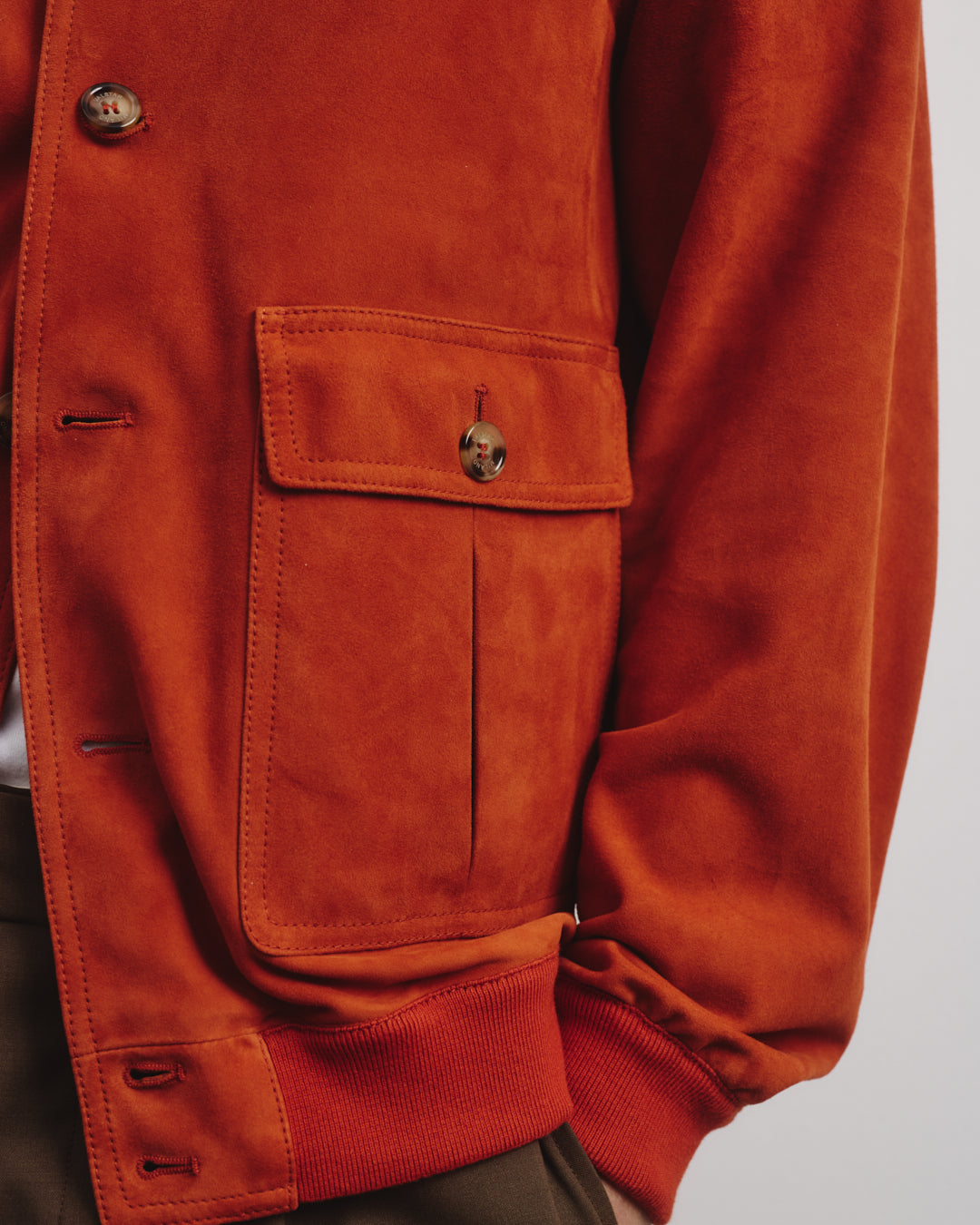Unlined Valstarino jacket in suede leather. Orange - Coccio