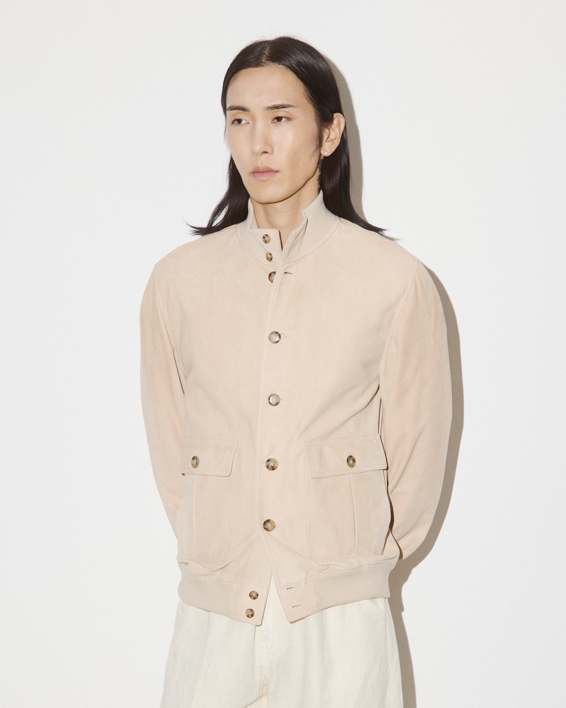 Giubbotto Valstarino in suede, sfoderato. Beige - Sisal