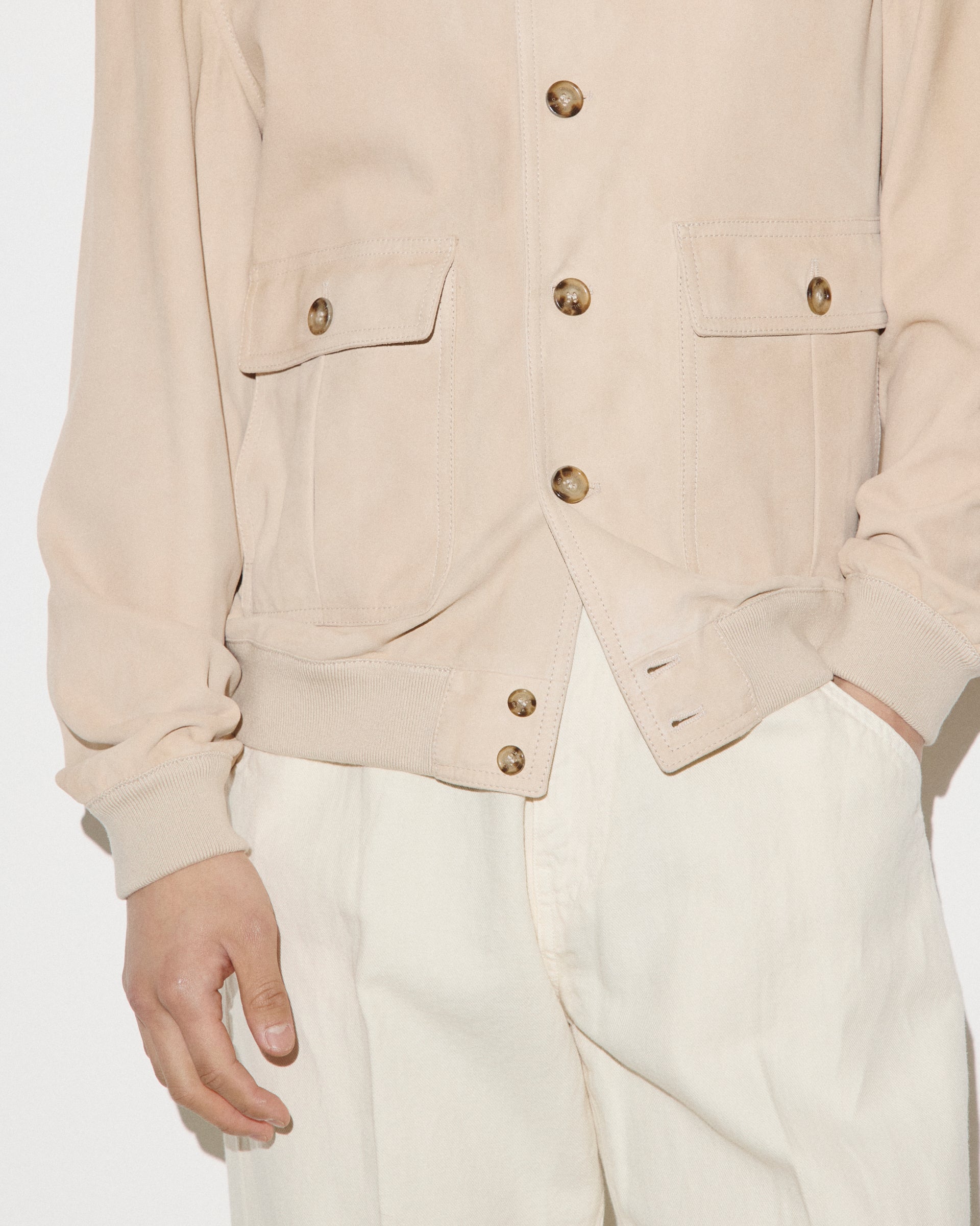 Giubbotto Valstarino in suede, sfoderato. Beige - Sisal