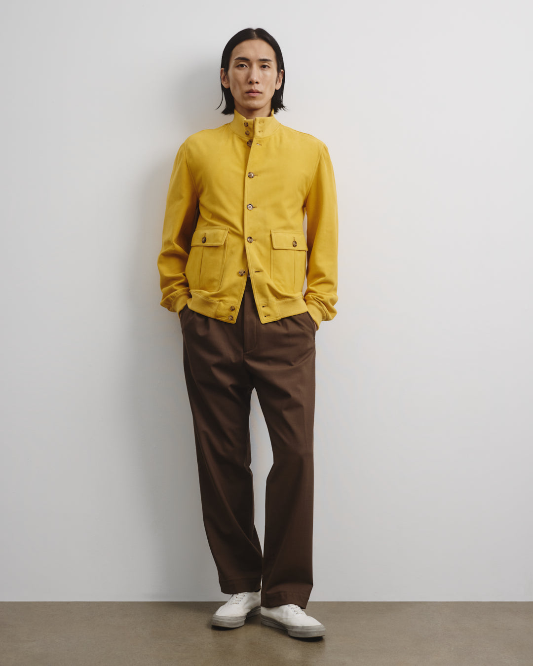 Giubbotto Valstarino in suede, sfoderato. Giallo - Barley