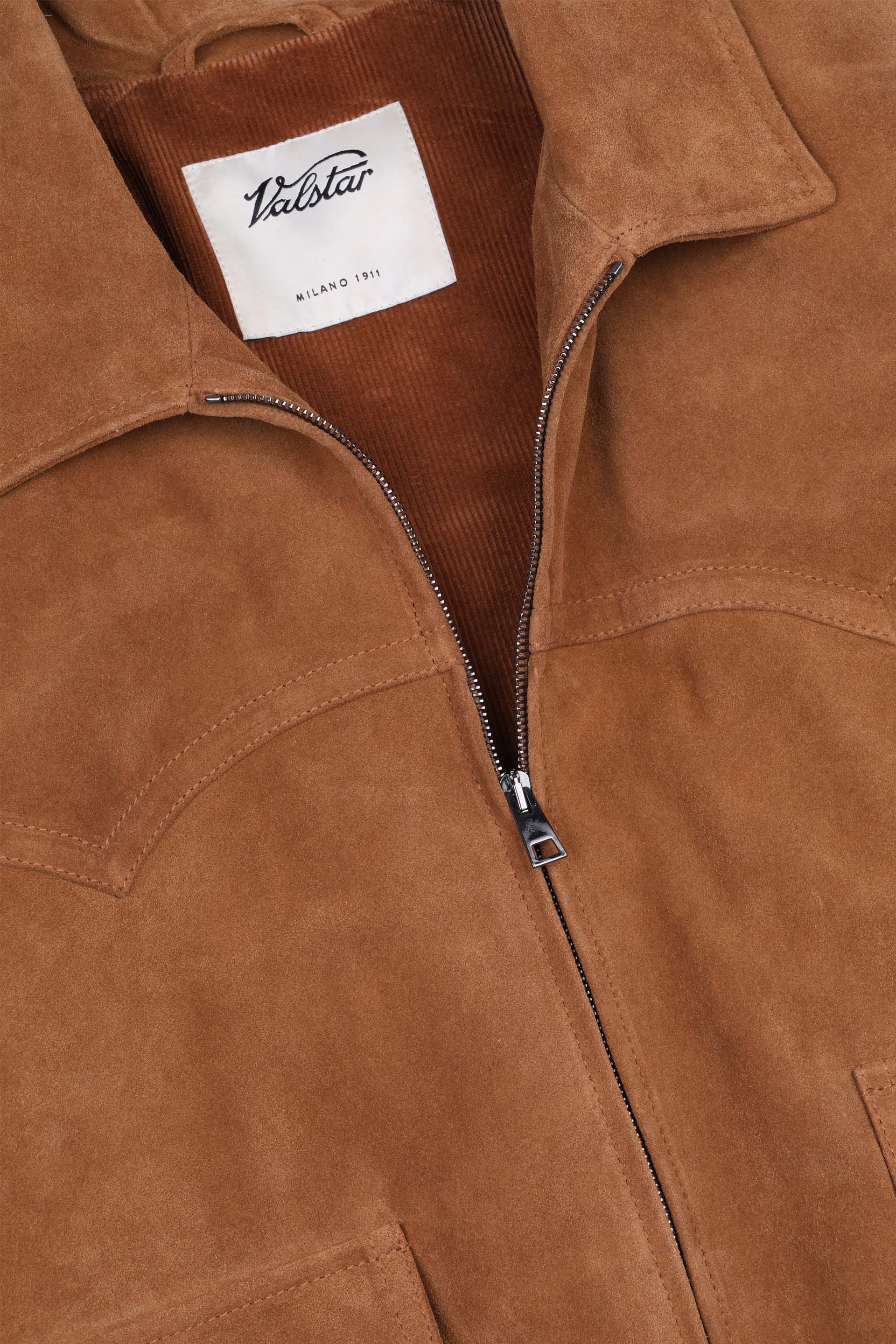 GIUBBOTTO COWBOY IN SUEDE GREZZO, FODERATO CON VELLUTO A COSTE - Miele