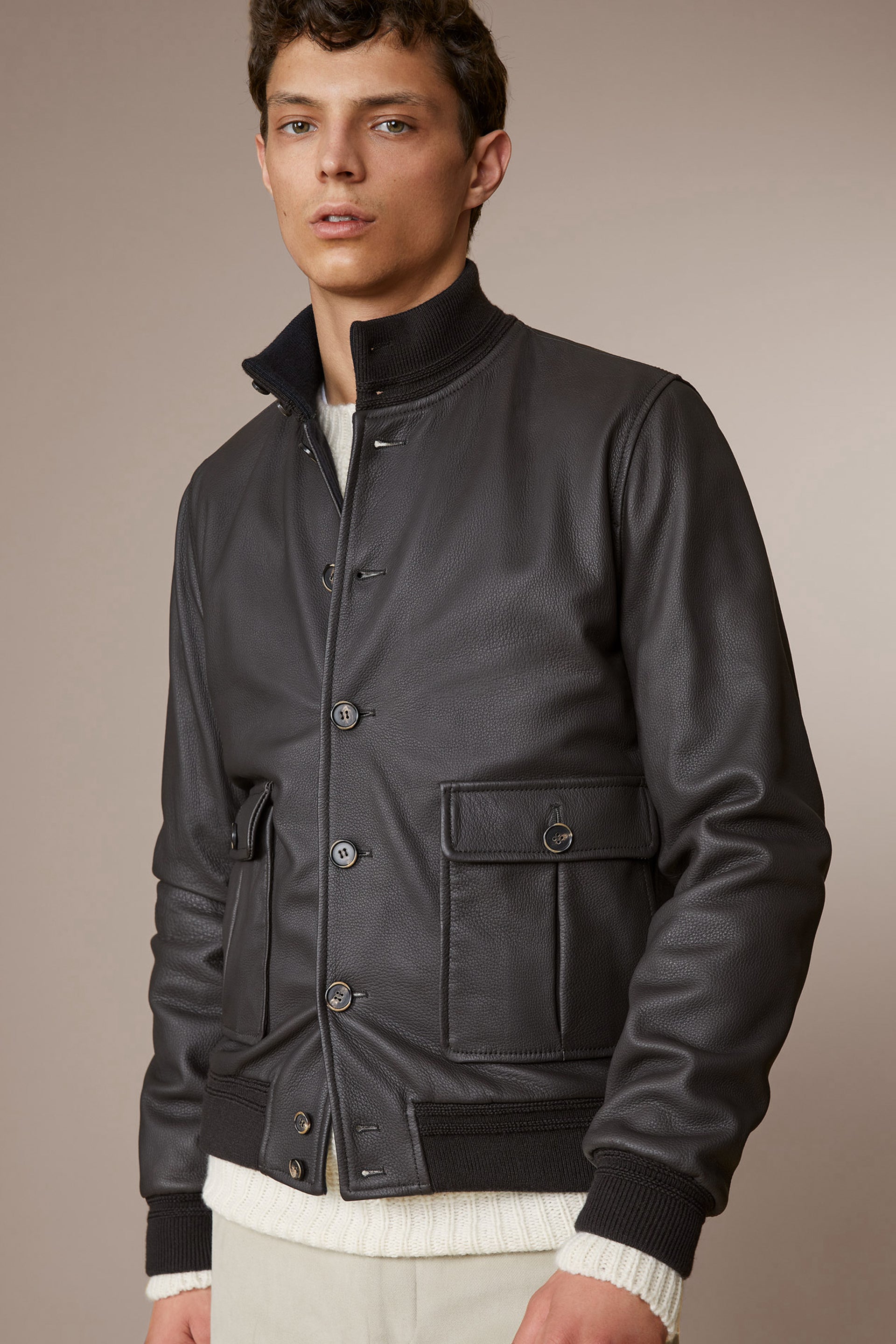 GIUBBOTTO VALSTARINO, FODERATO I PURO CASHMERE, PELLE DI CERVO - Black