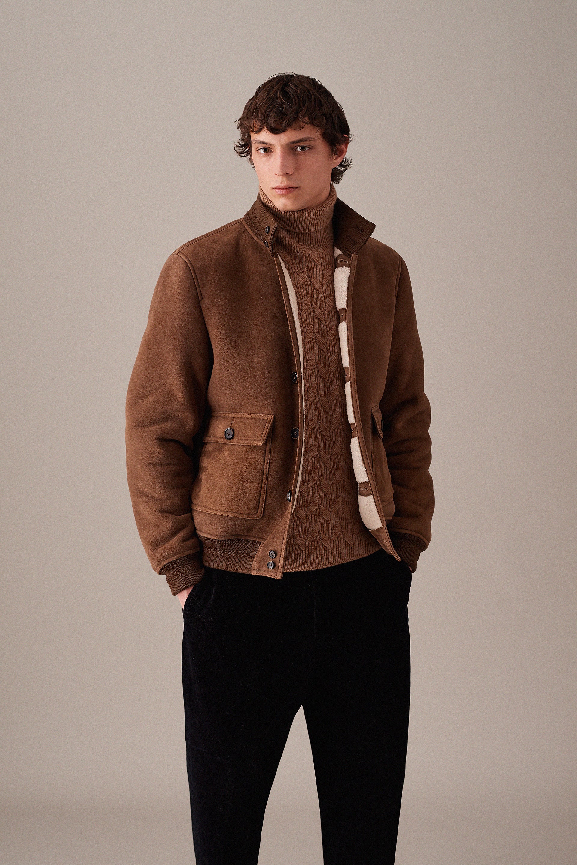 Shearling suede Valstarino. Brown - Miele/Panna