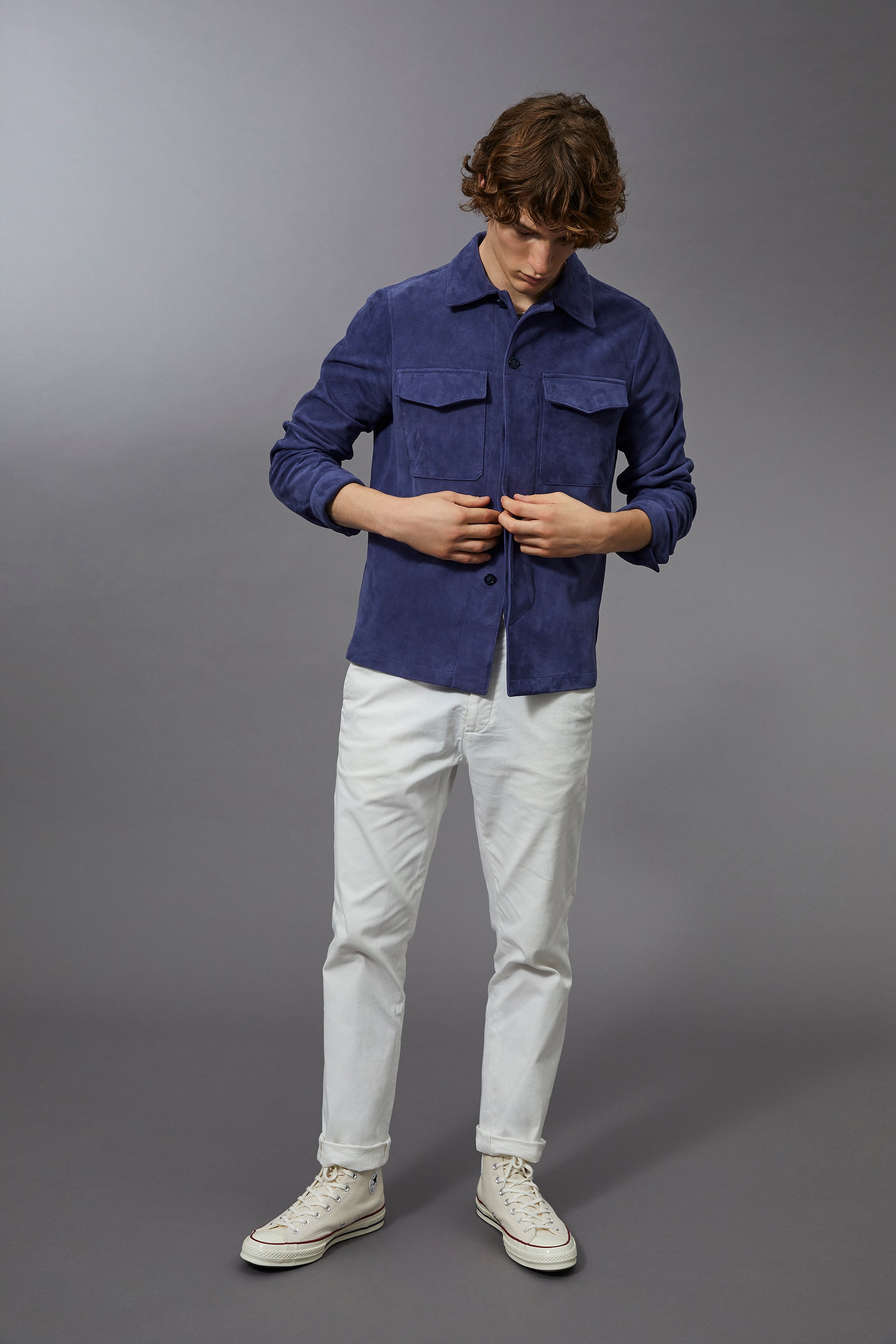 OVERSHIRT , SFODERATO, SOFT SUEDE - Blue