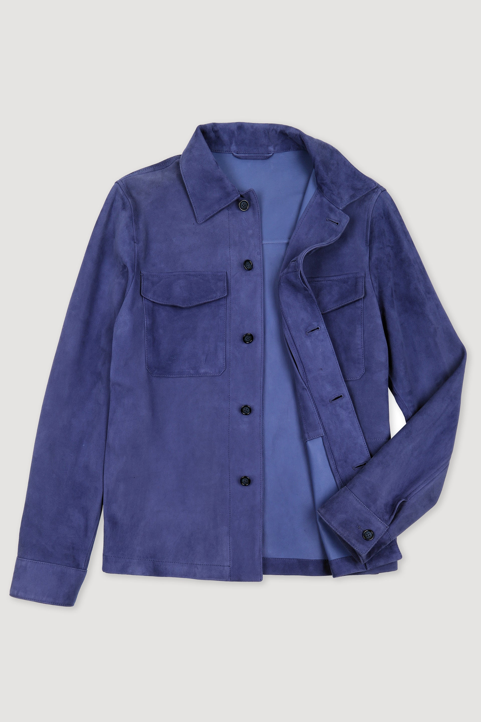 OVERSHIRT , SFODERATO, SOFT SUEDE - Blue