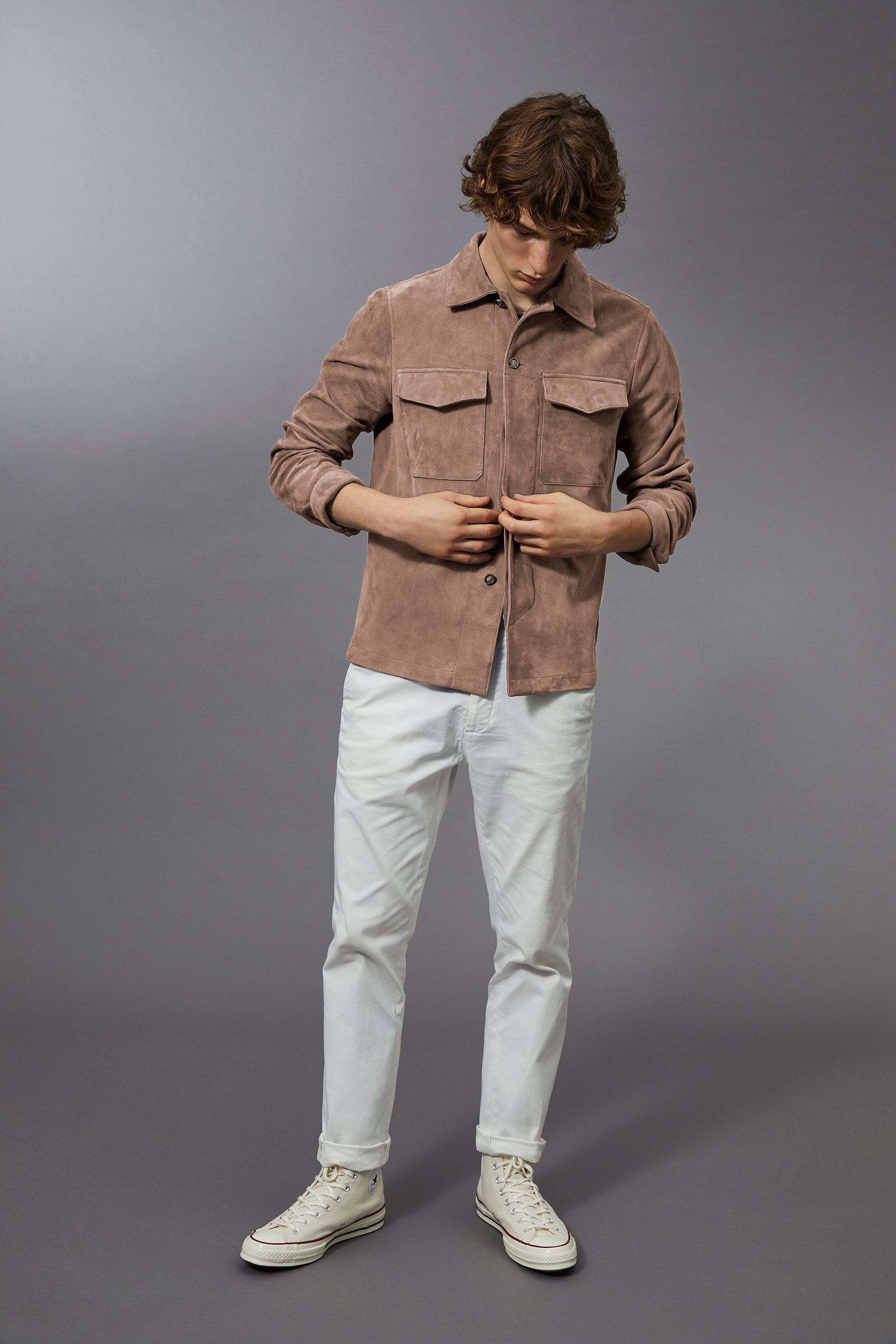 OVERSHIRT , SFODERATO, SOFT SUEDE - Beige