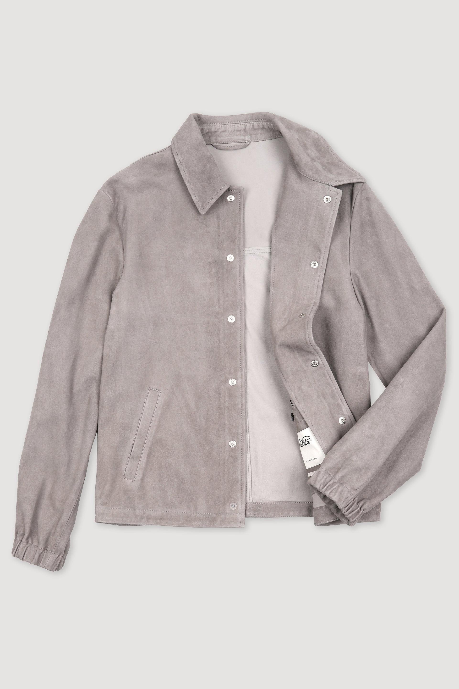 COACH JACKET, SFODERATO, SOFT SUEDE - Smoke