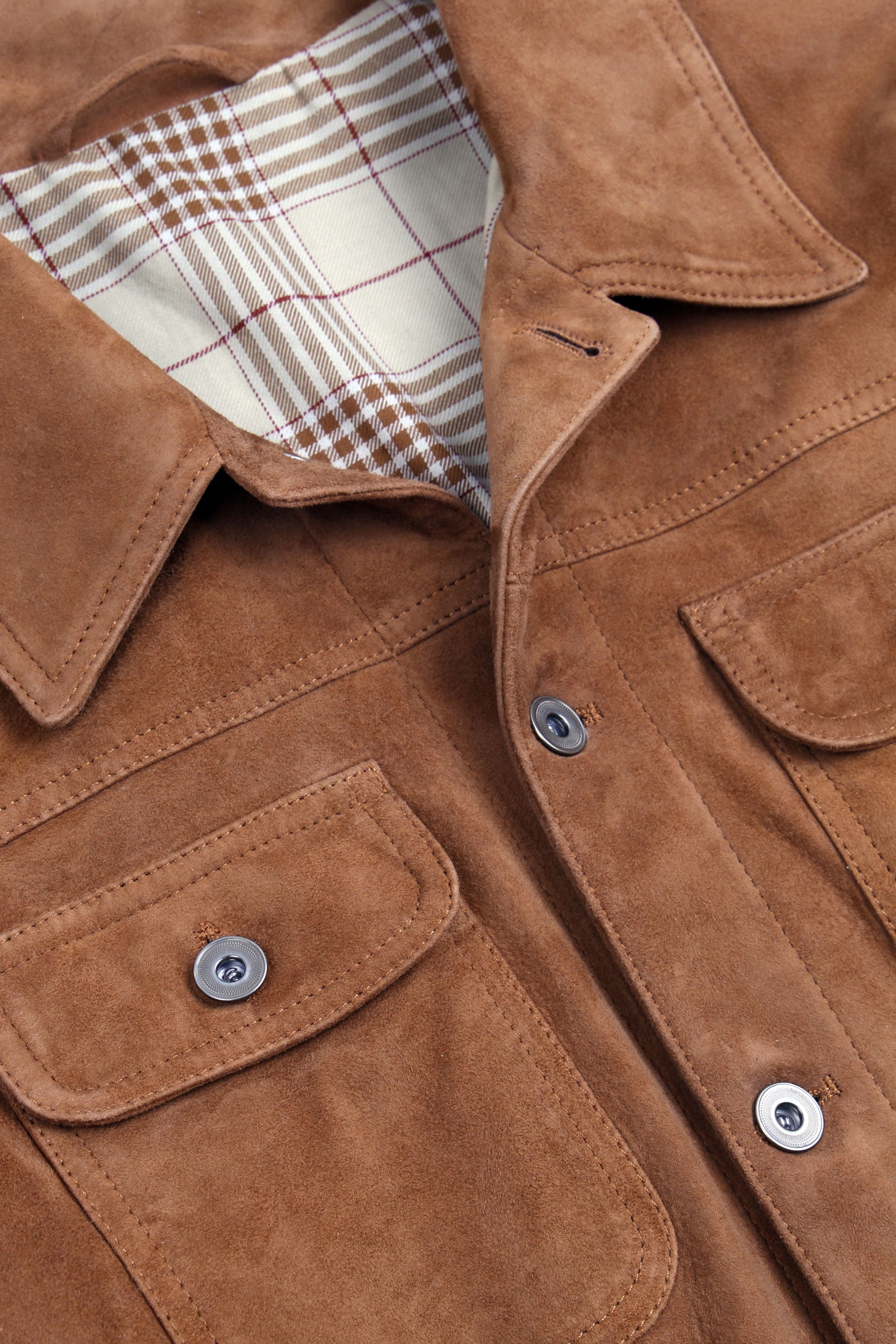 GIUBBOTTO TRUCKER, SFODERATO, SOFT SUEDE EFFETTO VINTAGE - Sandal/tobacco