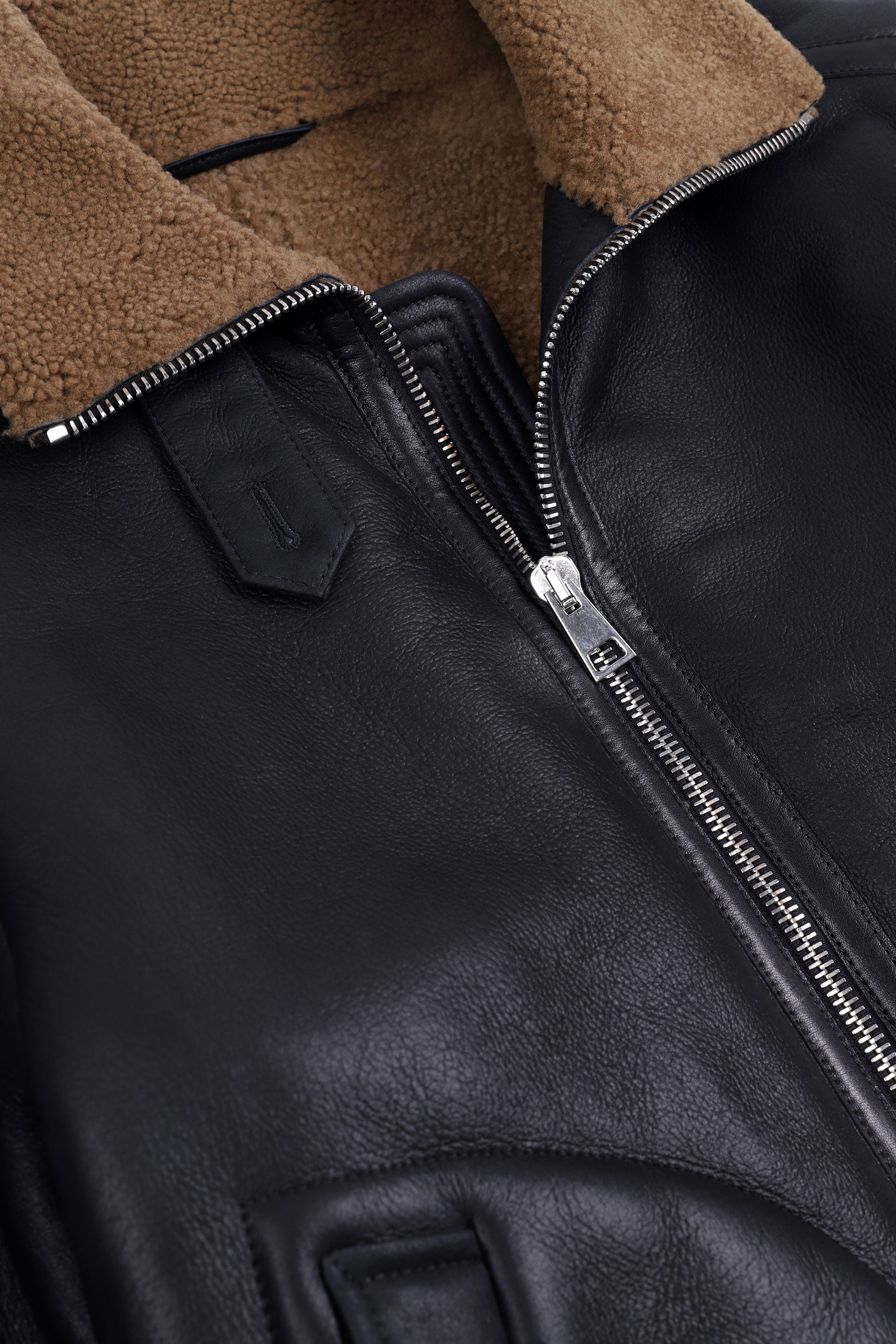 GIUBBOTTO AVIATORE IN MOTONE - Black/camel