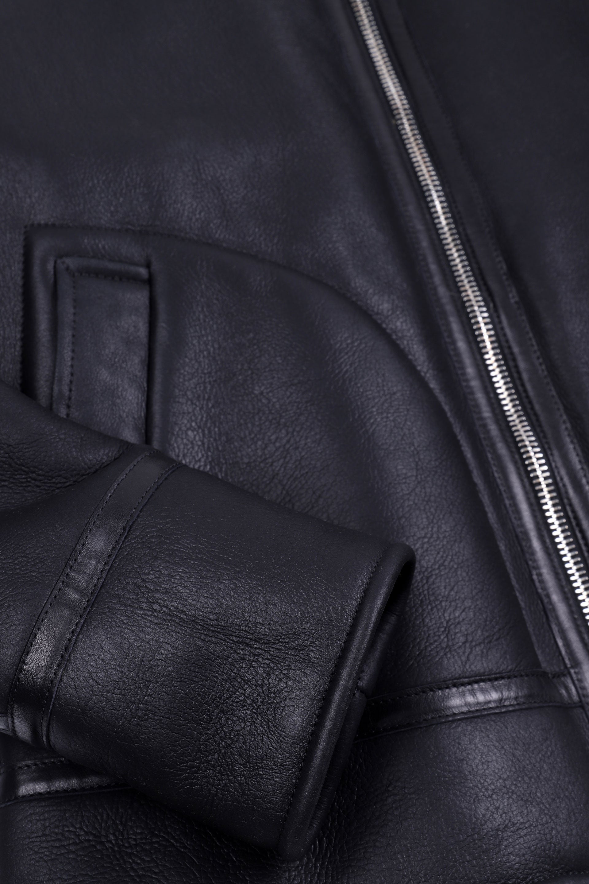 GIUBBOTTO AVIATORE IN MOTONE - Black/camel