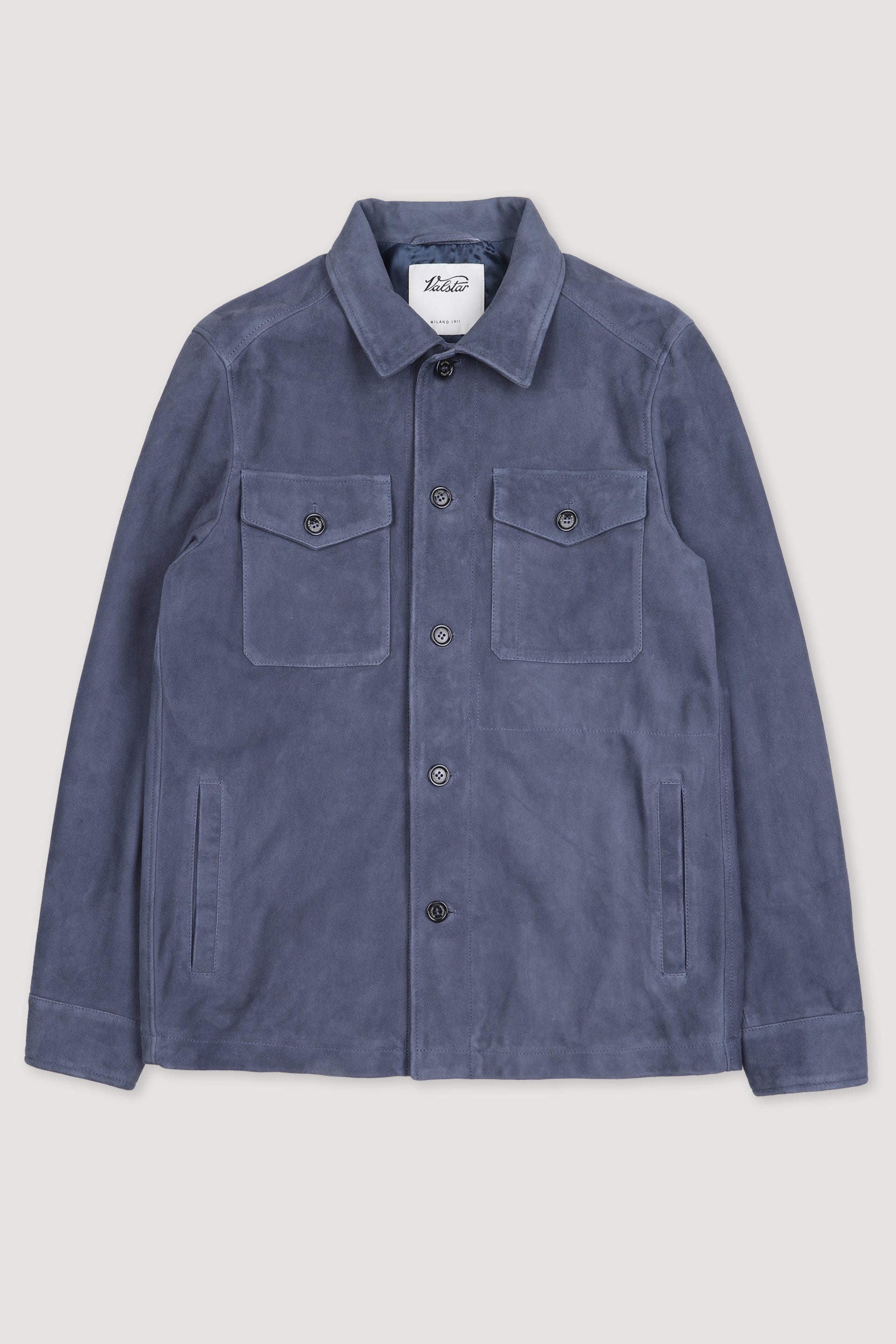 OVERSHIRT , FODERATA, SOFT SUEDE - Faded blue