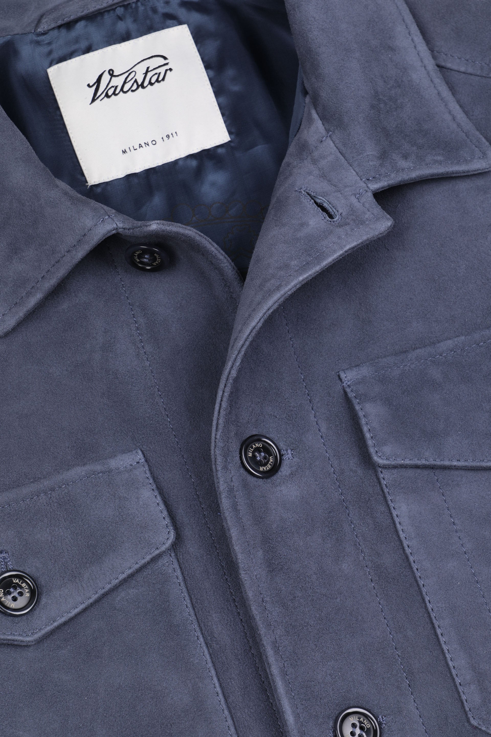 OVERSHIRT , FODERATA, SOFT SUEDE - Faded blue