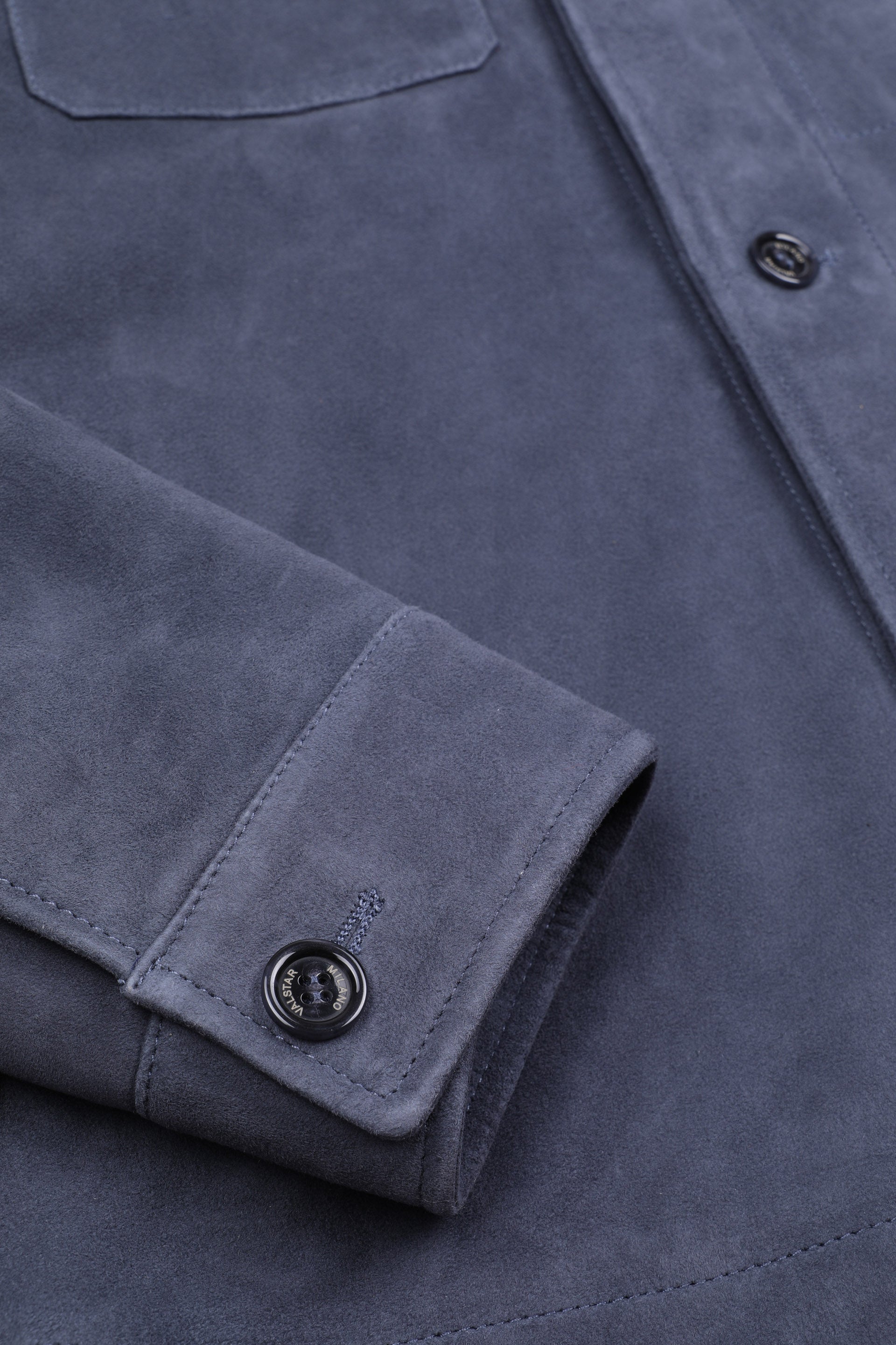 OVERSHIRT , FODERATA, SOFT SUEDE - Faded blue
