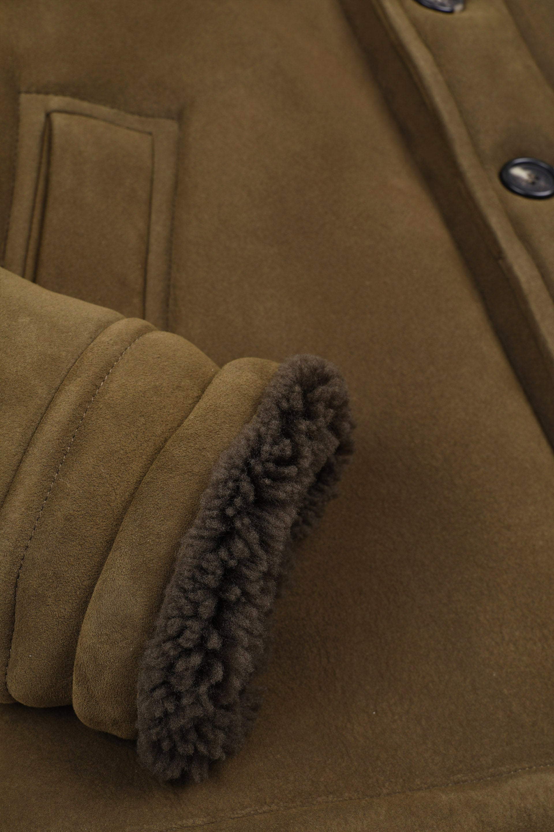 GIUBBOTTO AVIATORE IN MOTONE - Dark olive/dark olive
