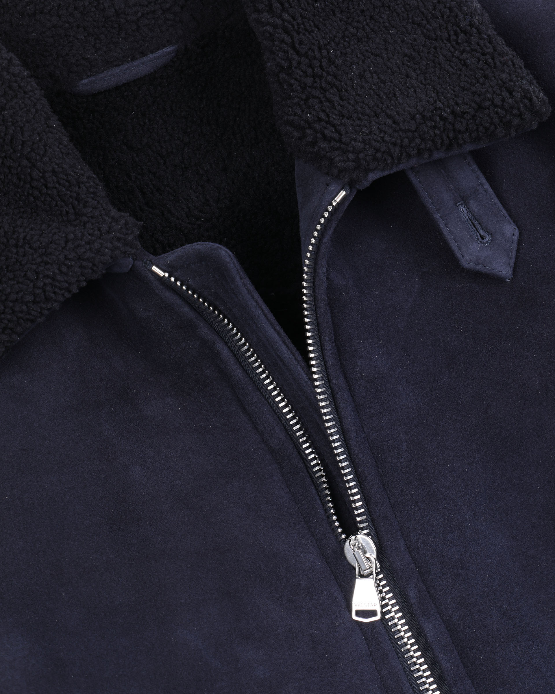 Giubbotto aviatore in montone suede. Blu - Dark blue