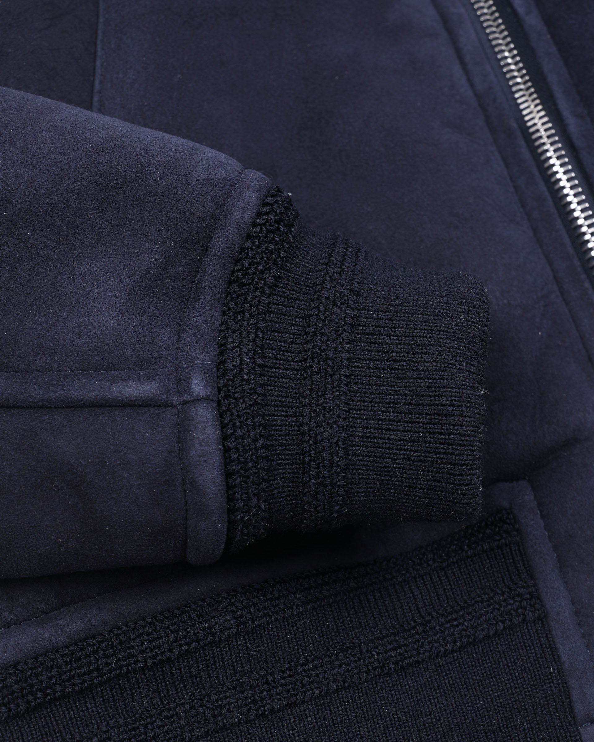 Giubbotto aviatore in montone suede. Blu - Dark blue