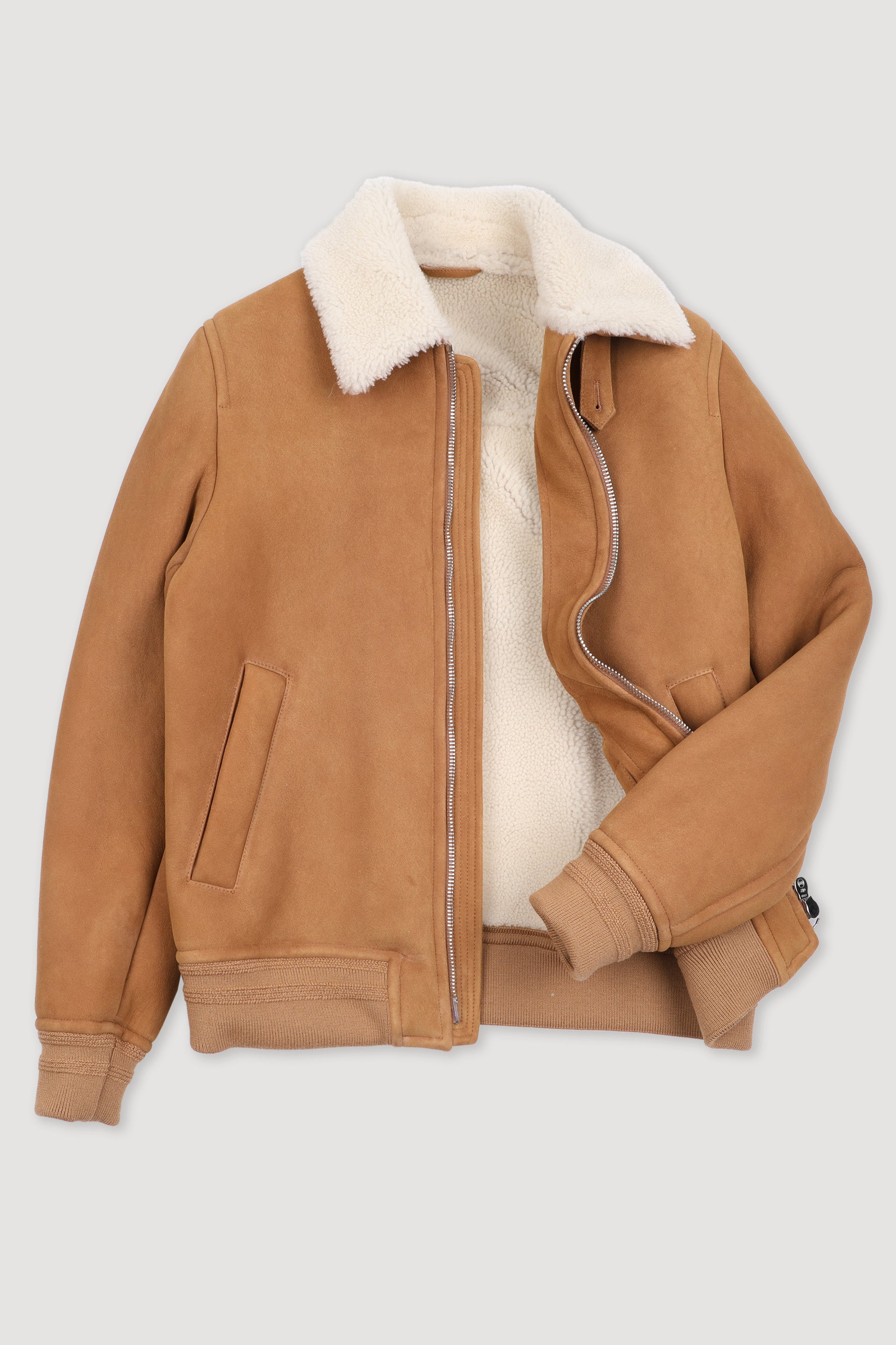 GIUBBOTTO AVIATORE IN MOTONE - Sandal/cream