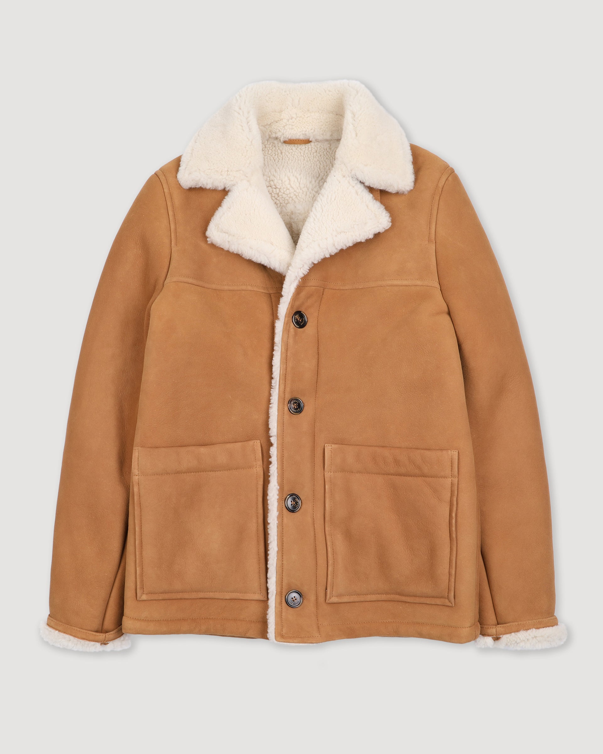 Lumberjack jacket in montone suede. Beige - Sandal/cream