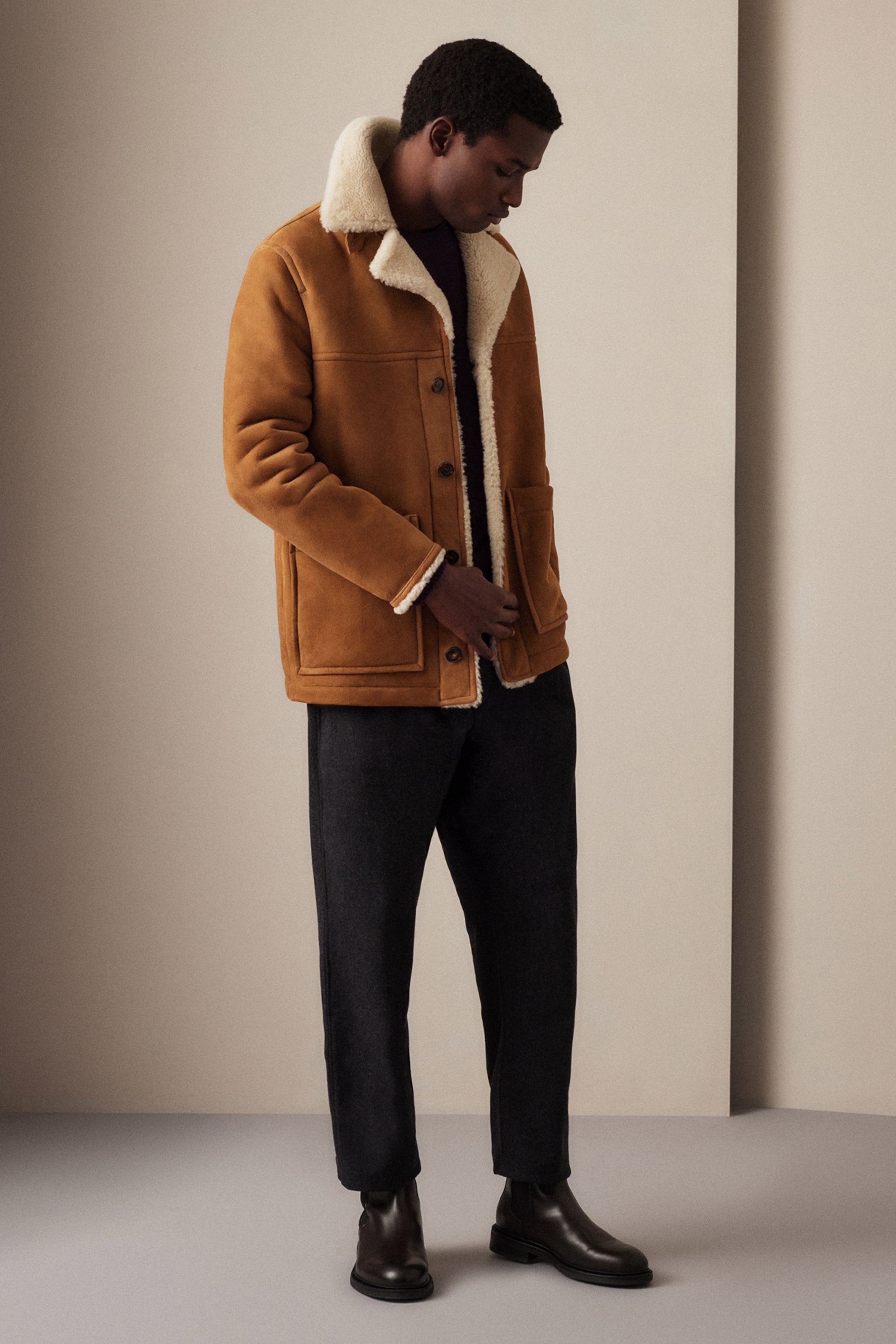 CHORE JACKET, SOFT SUEDE - Sandal/cream