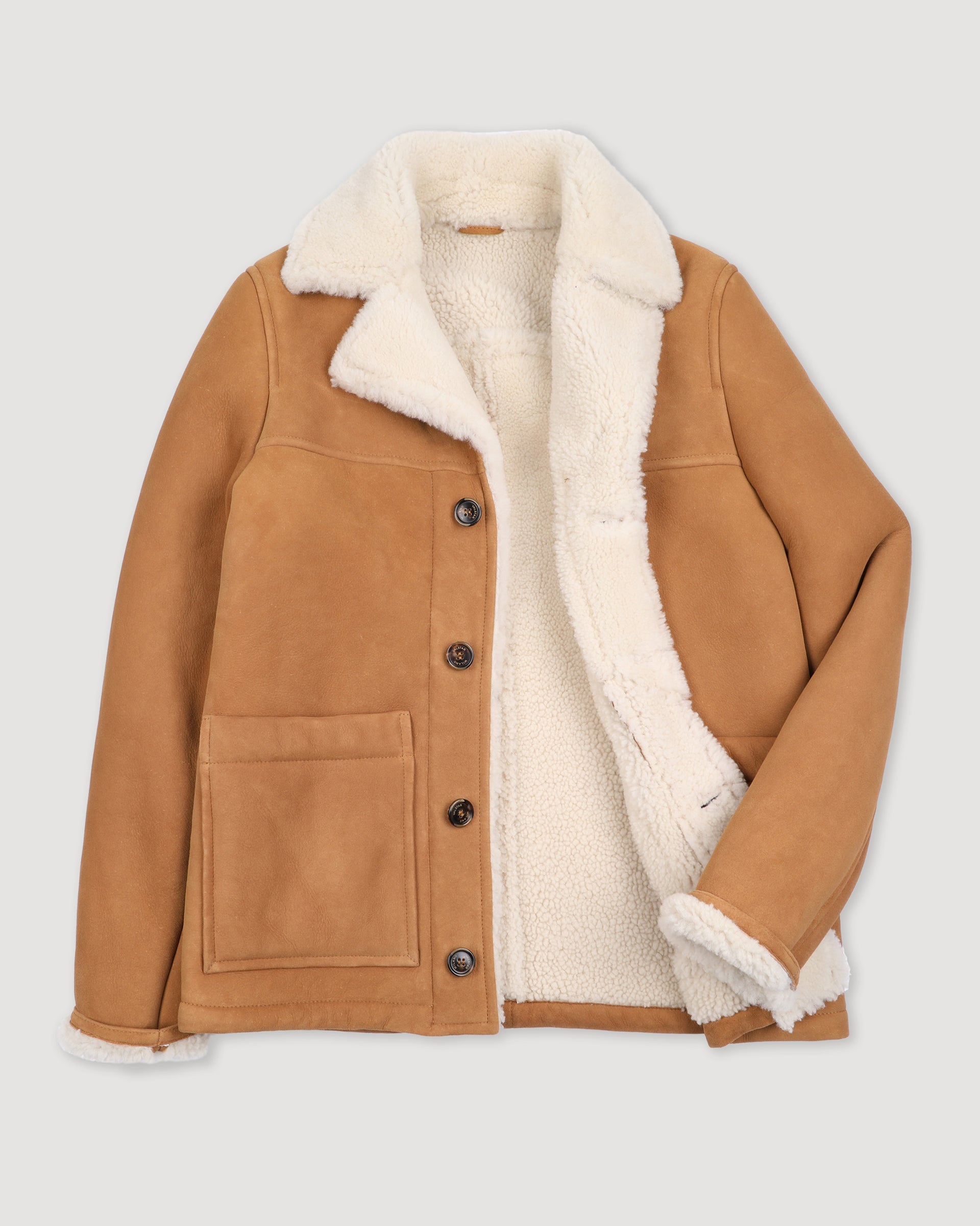 Lumberjack jacket in montone suede. Beige - Sandal/cream