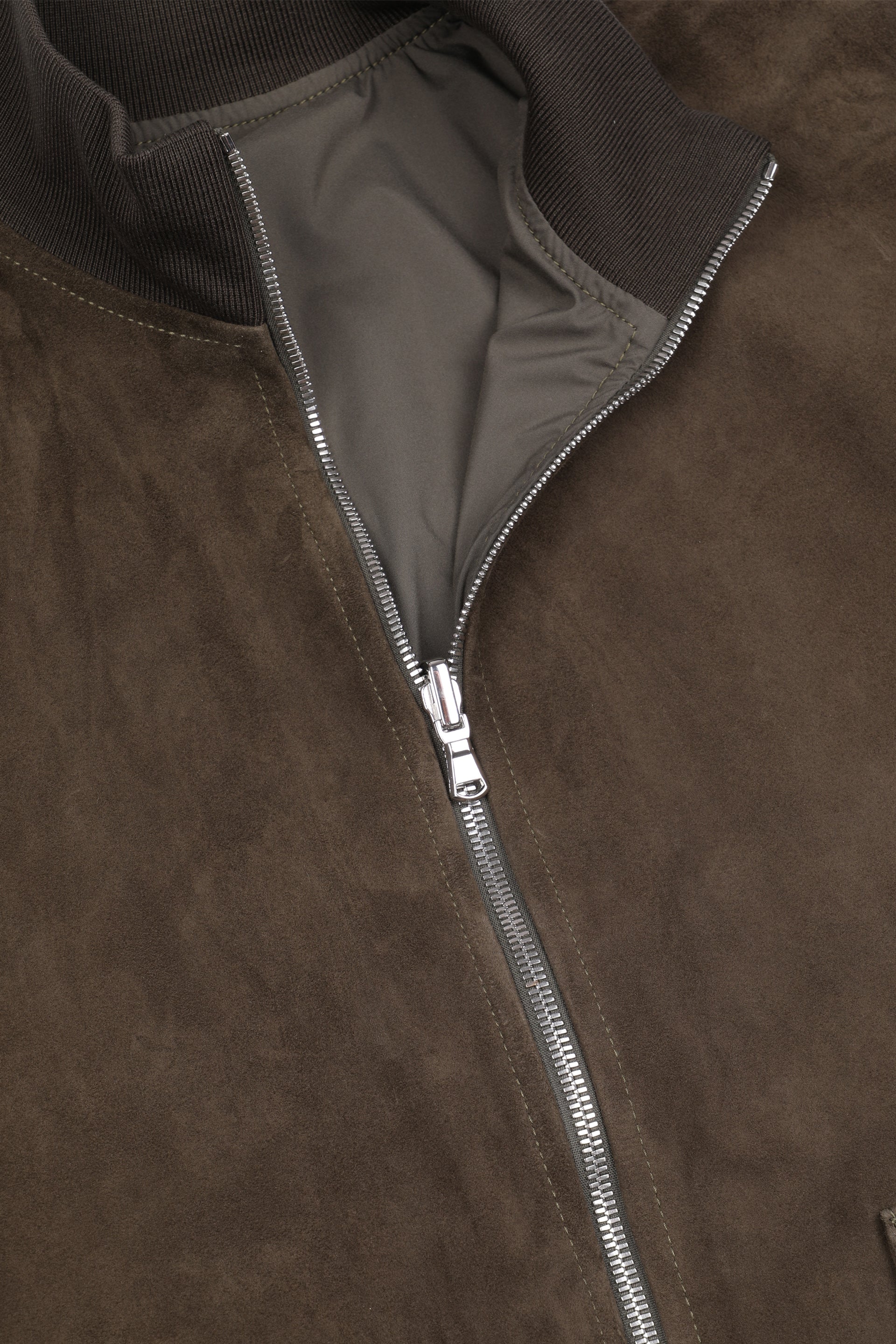 GIUBBOTTO REVERSIBILE CON ZIP, FODERATO, SUEDE/ WR NYLON - Dark olive