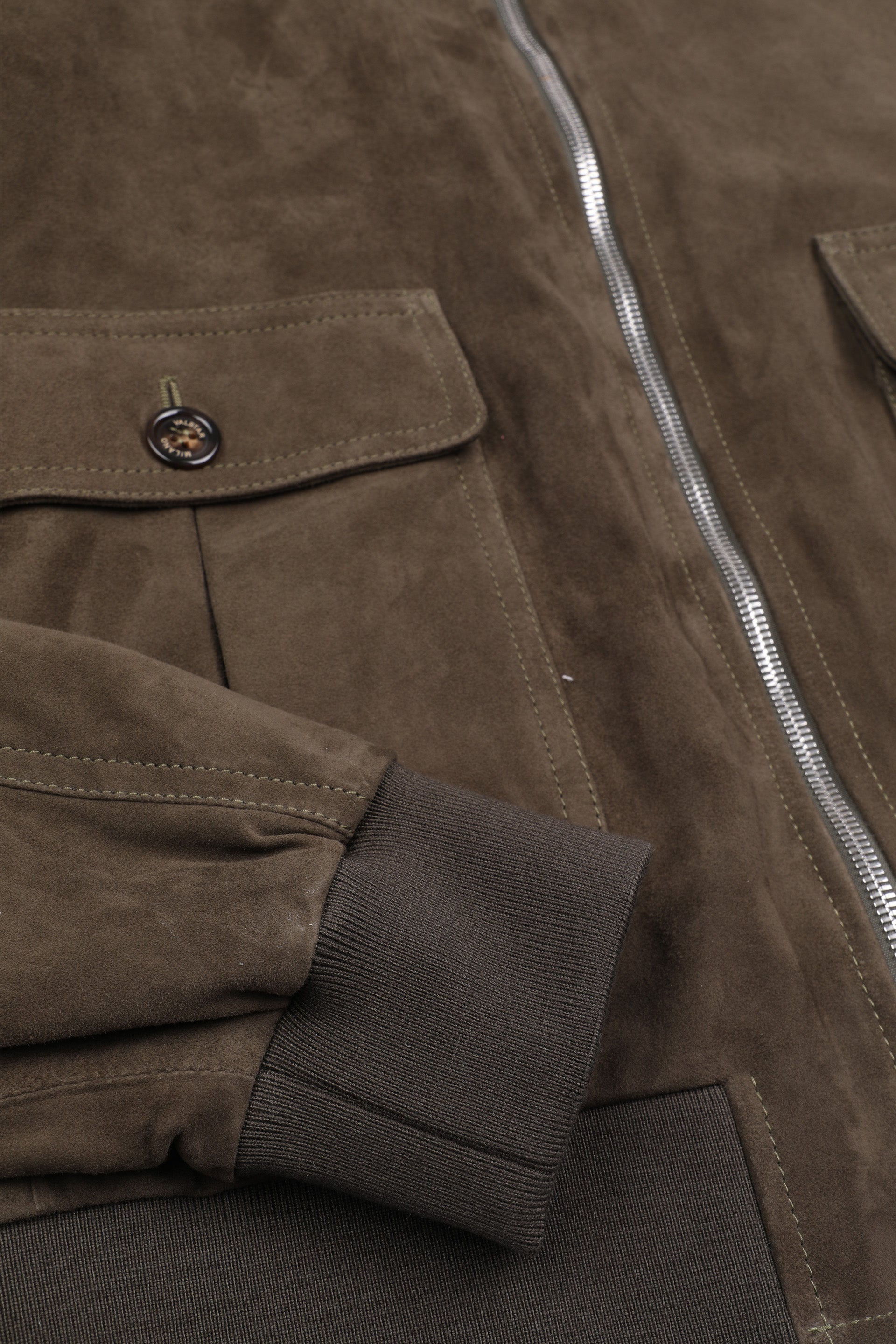 GIUBBOTTO REVERSIBILE CON ZIP, FODERATO, SUEDE/ WR NYLON - Dark olive