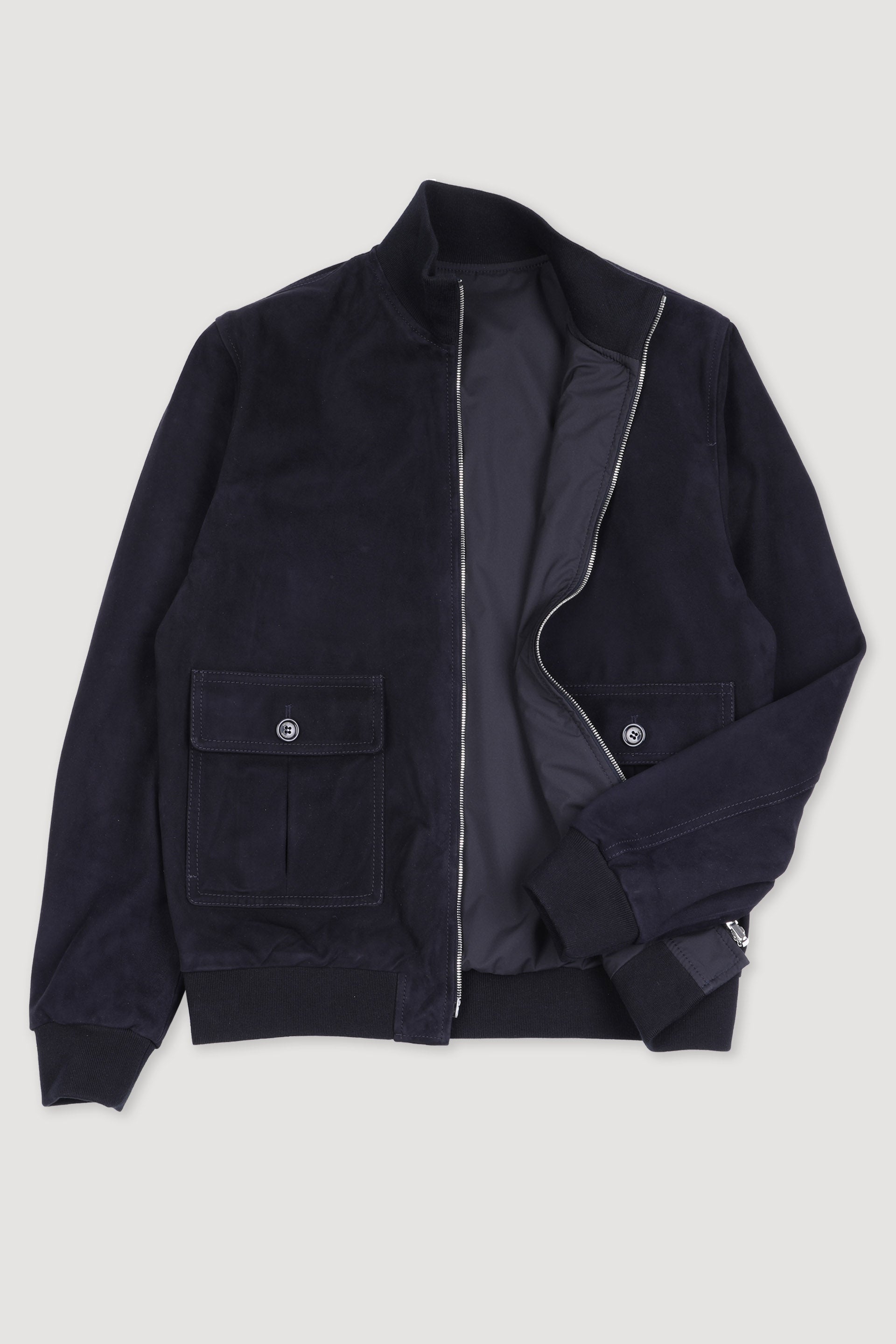 GIUBBOTTO REVERSIBILE CON ZIP, FODERATO, SUEDE/ WR NYLON - Dark blue