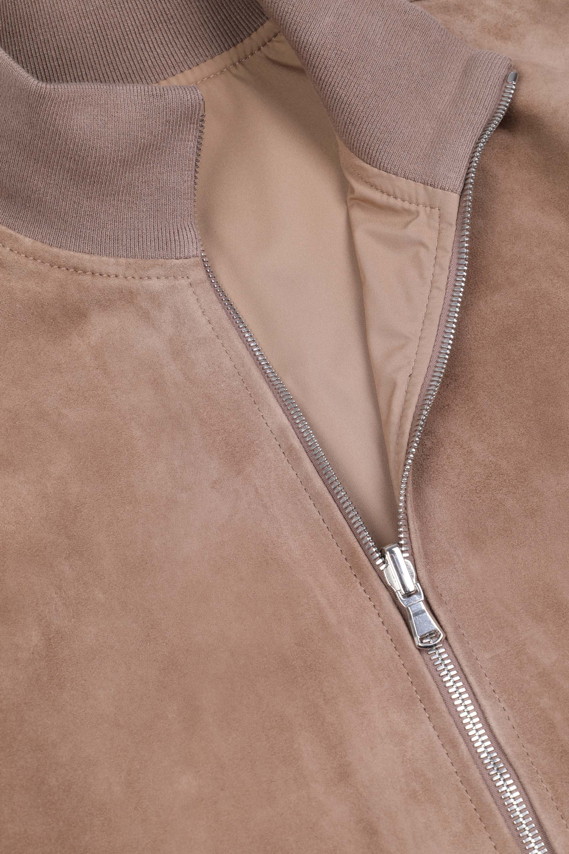 GIUBBOTTO REVERSIBILE CON ZIP, FODERATO, SUEDE/ WR NYLON - Greige