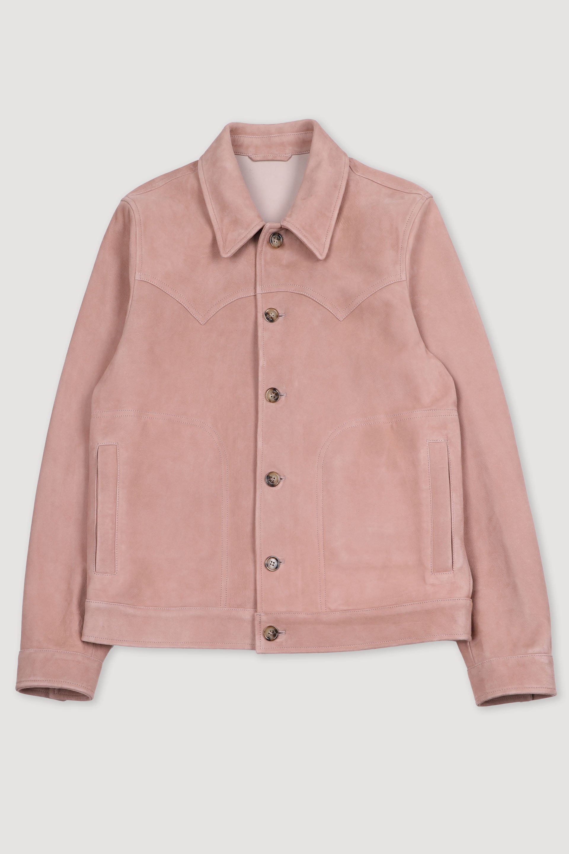 GIUBBOTTO CLINT CON BOTTONI, COLLO CAMICIA, SFODERATO, SOFT SUEDE - Wild flower rose