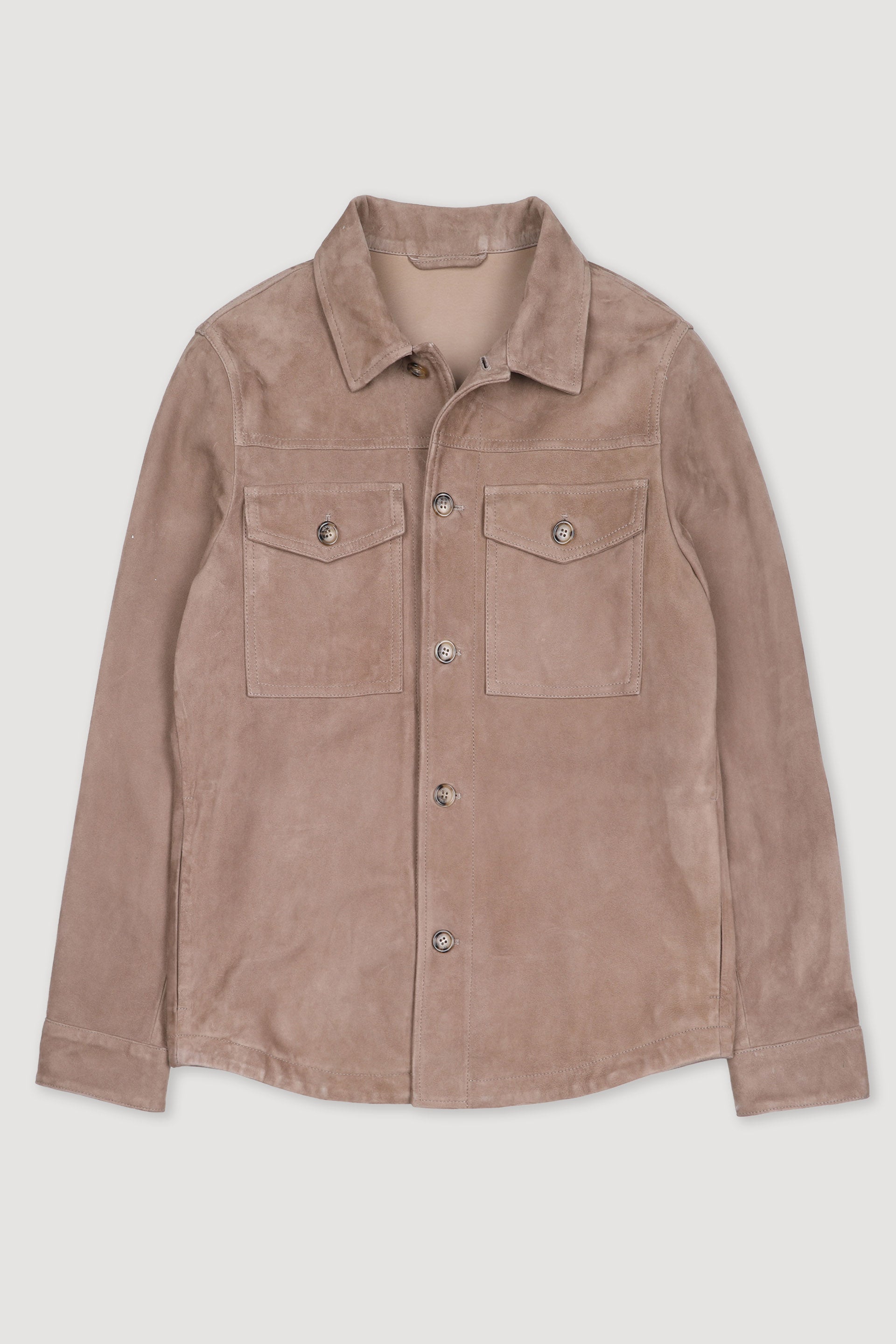 OVERSHIRT, SFODERATA, SOFT SUEDE - Greige