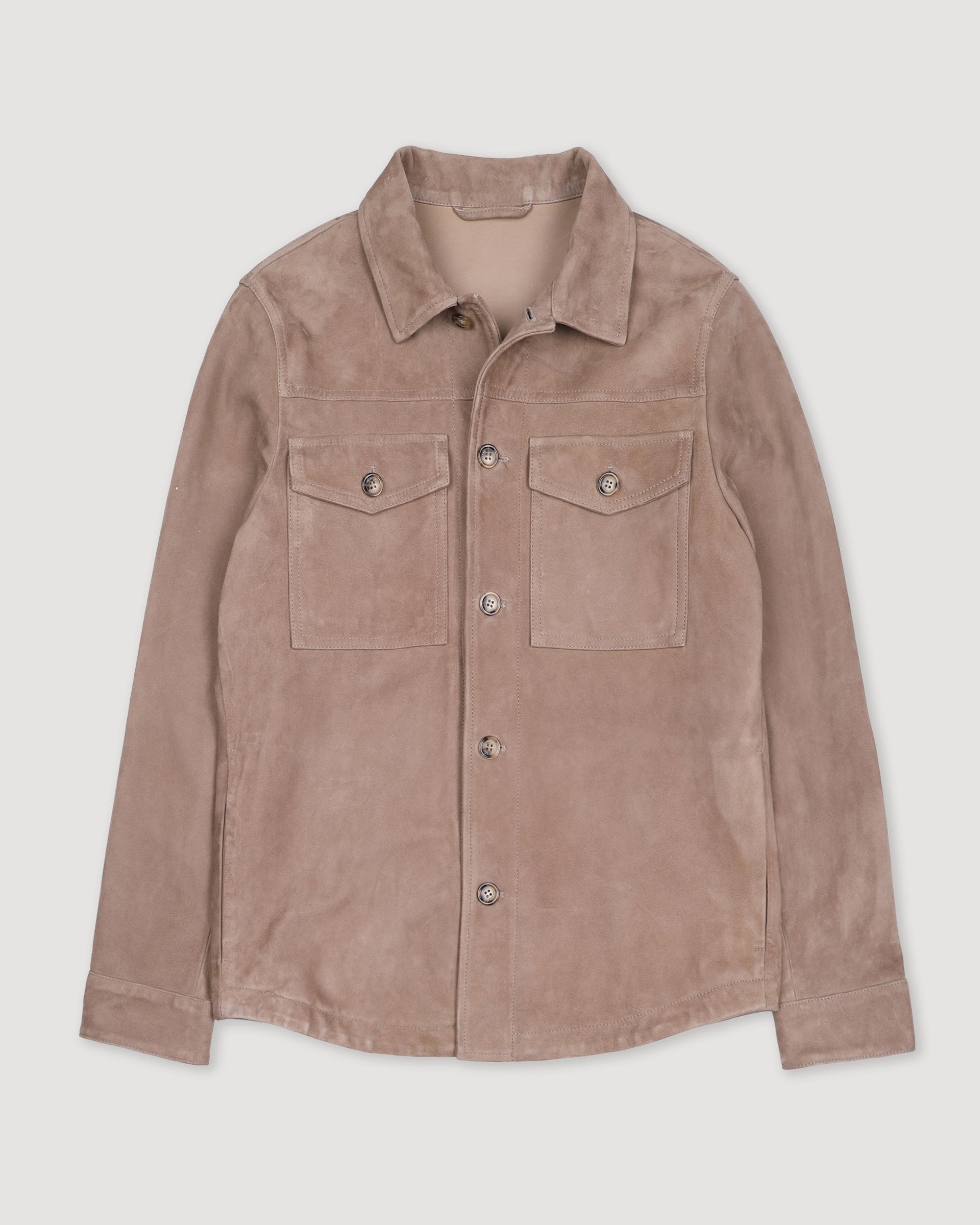 Overshirt in suede, sfoderata. Beige - Greige