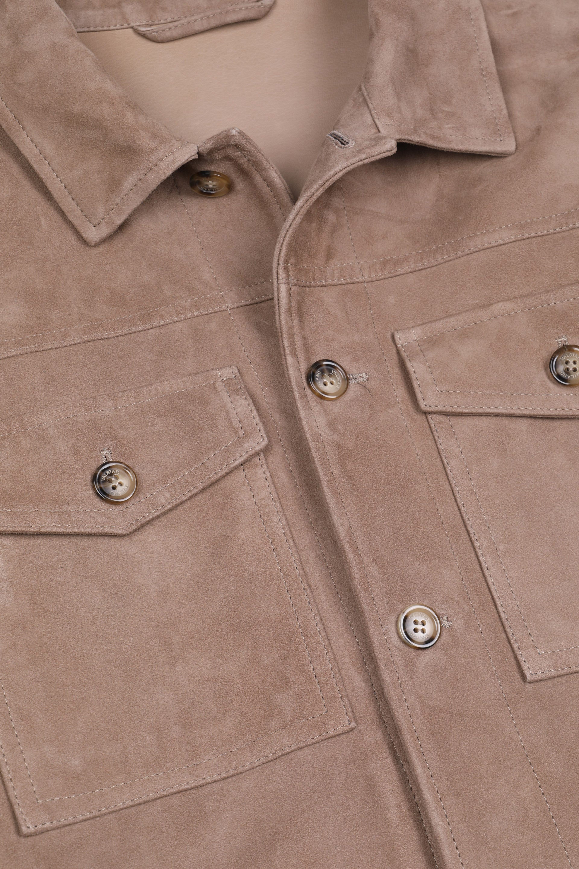 OVERSHIRT, SFODERATA, SOFT SUEDE - Greige