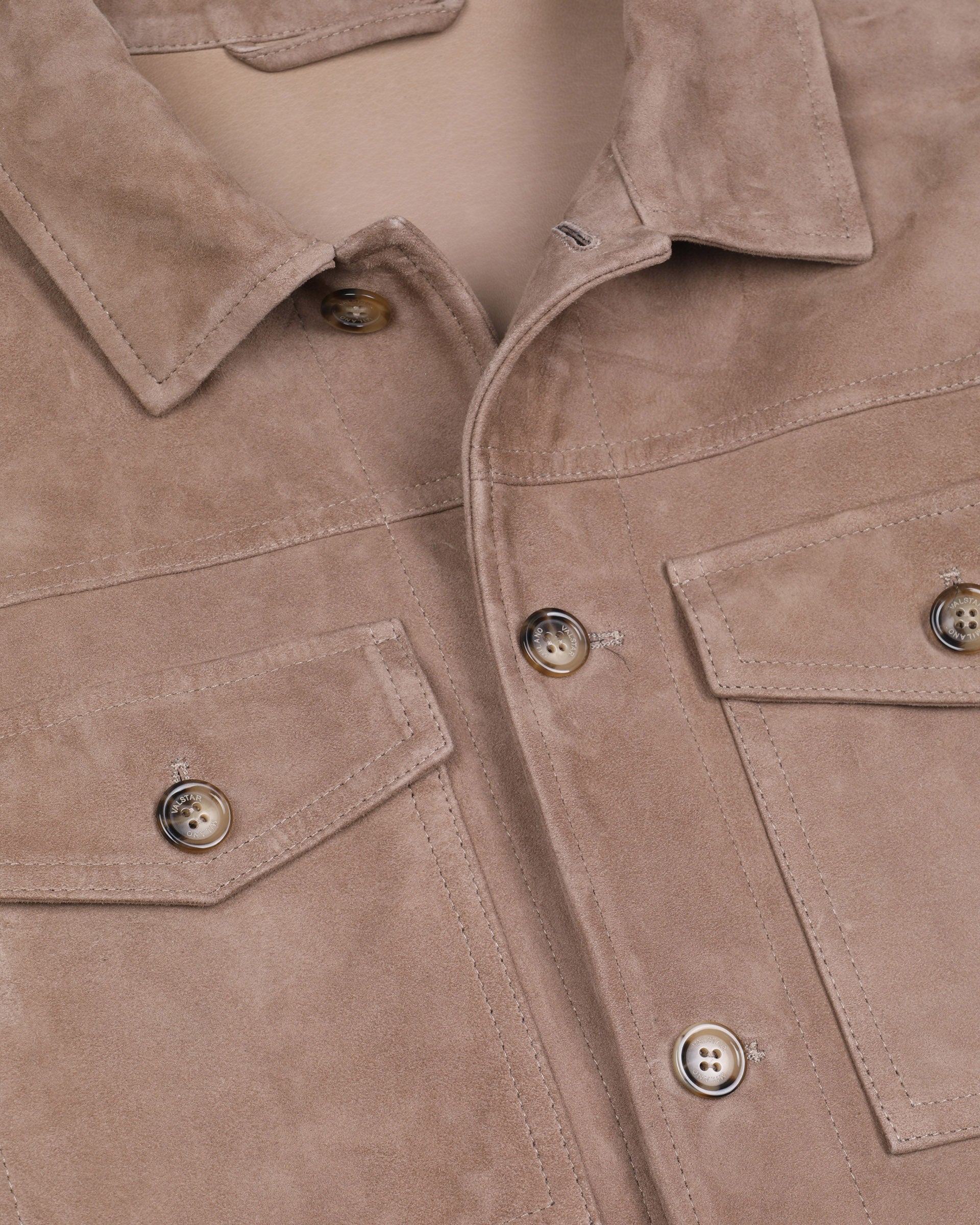 Overshirt in suede, sfoderata. Beige - Greige