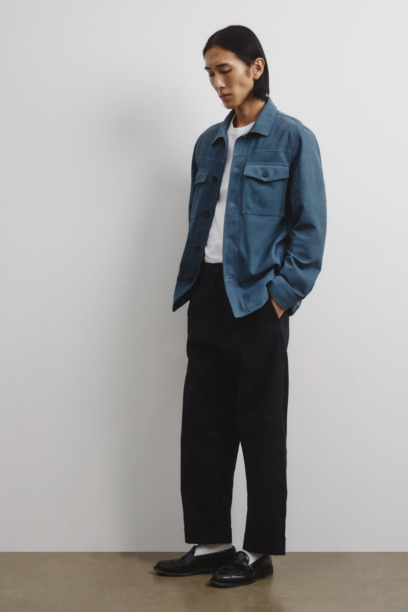OVERSHIRT, SFODERATA, SOFT SUEDE - Tuareg blue