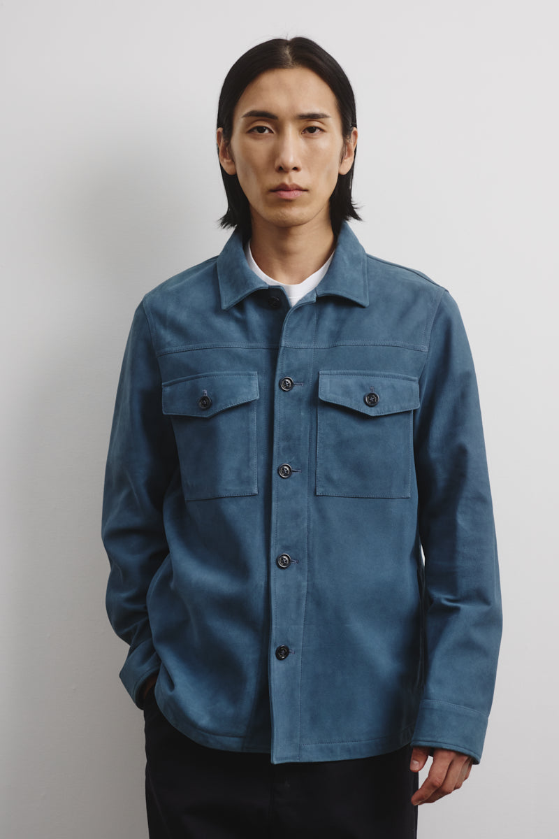 OVERSHIRT, SFODERATA, SOFT SUEDE - Tuareg blue