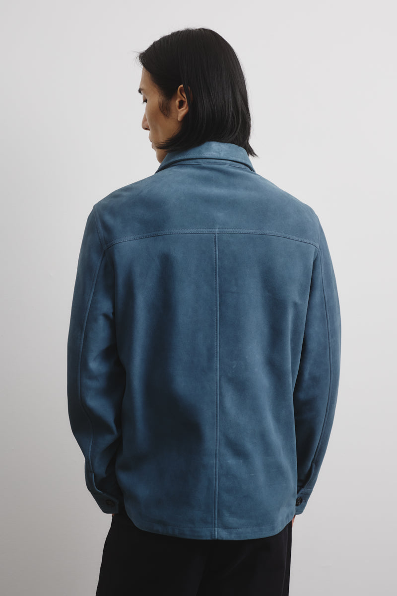 OVERSHIRT, SFODERATA, SOFT SUEDE - Tuareg blue