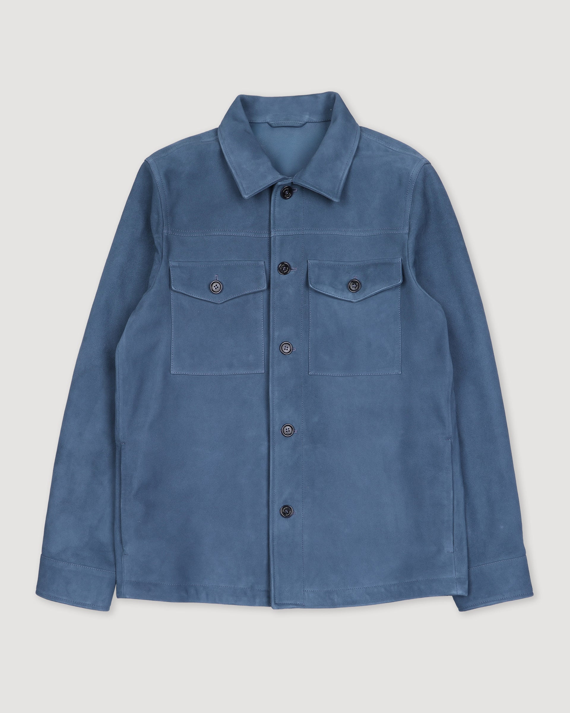 Overshirt in suede, sfoderata. Blu - Tuareg
