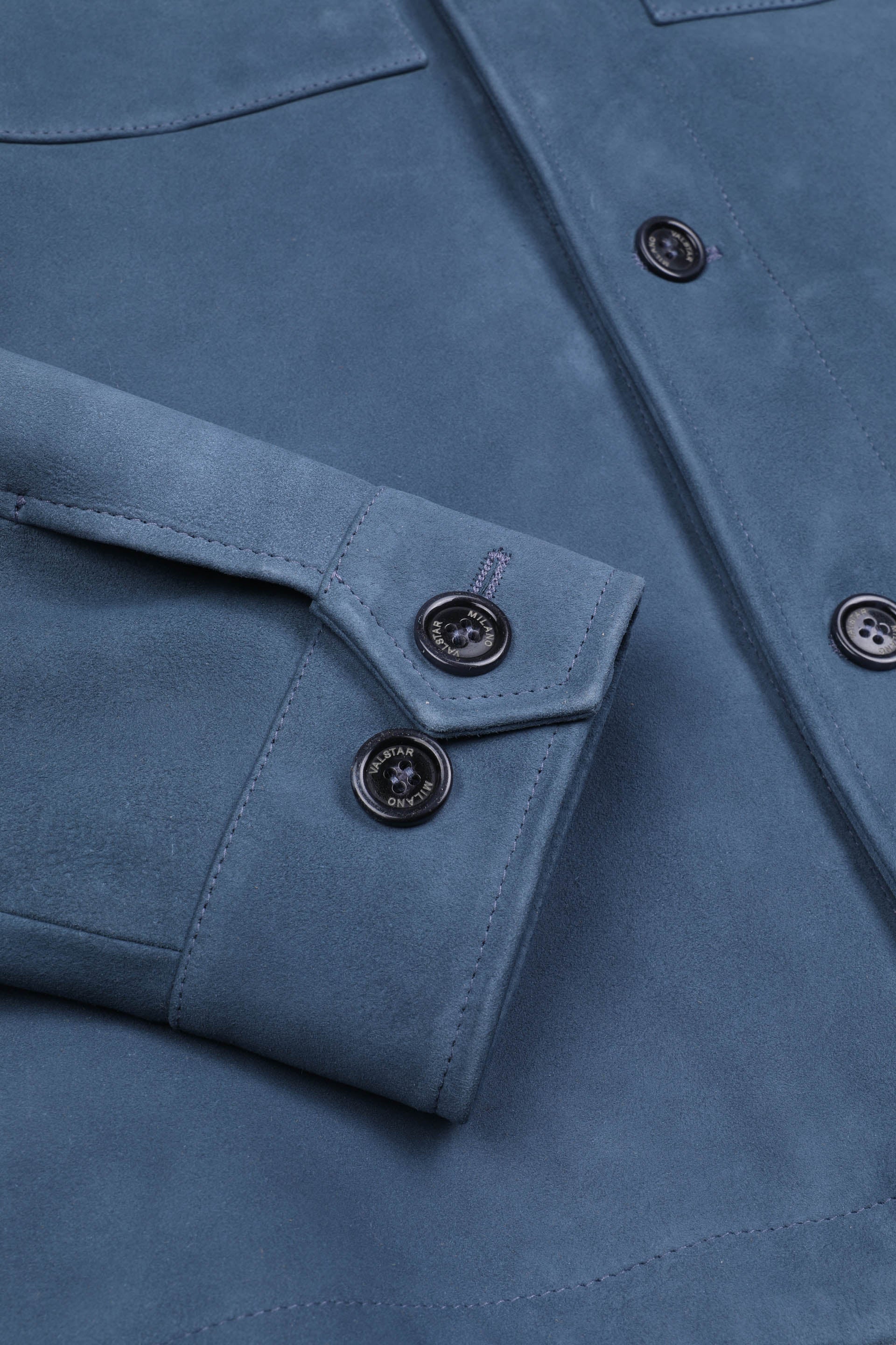 OVERSHIRT, SFODERATA, SOFT SUEDE - Tuareg blue