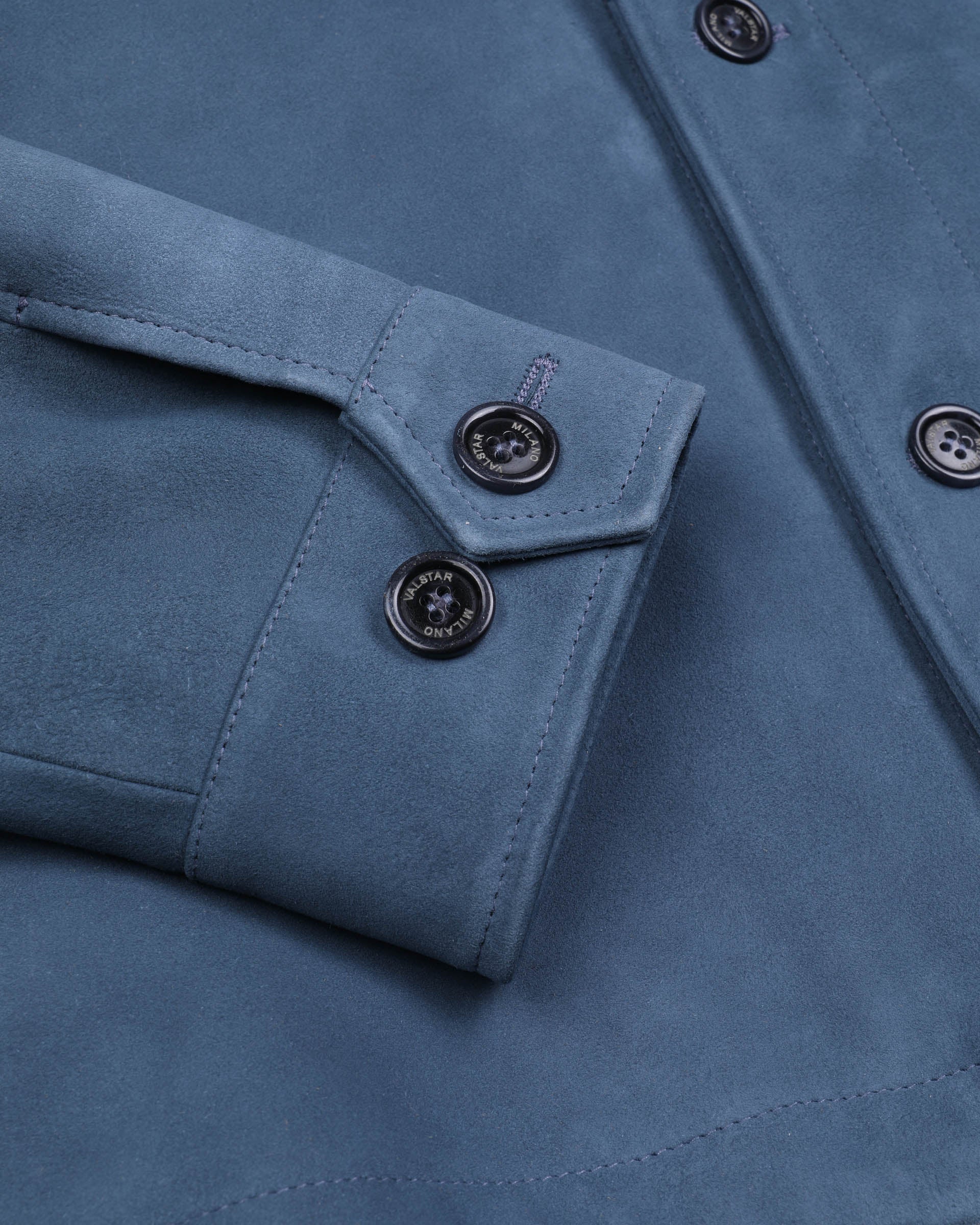Overshirt in suede, sfoderata. Blu - Tuareg