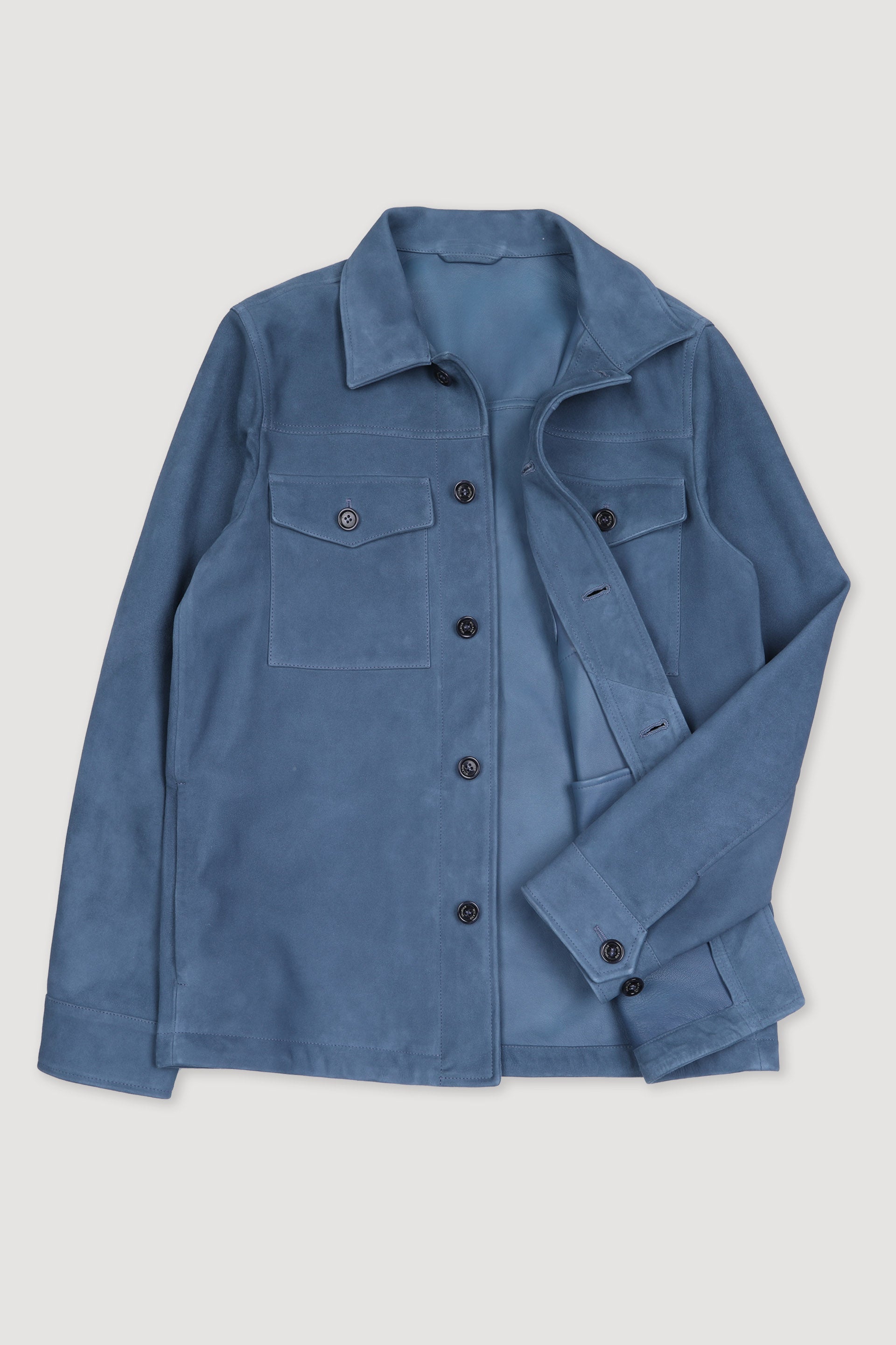 OVERSHIRT, SFODERATA, SOFT SUEDE - Tuareg blue