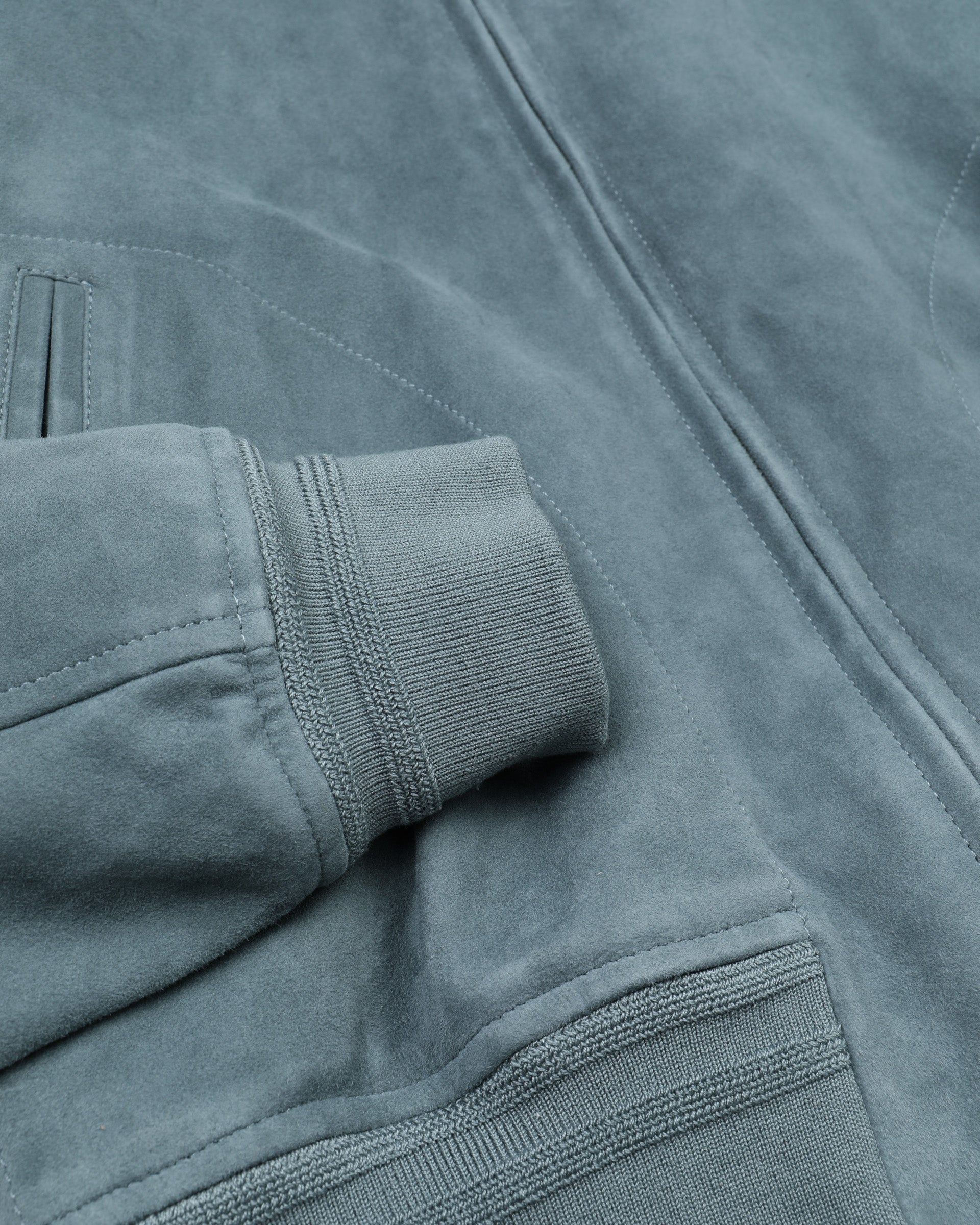 Giubbotto biker con zip in suede, foderato. Azzurro - Fiordo