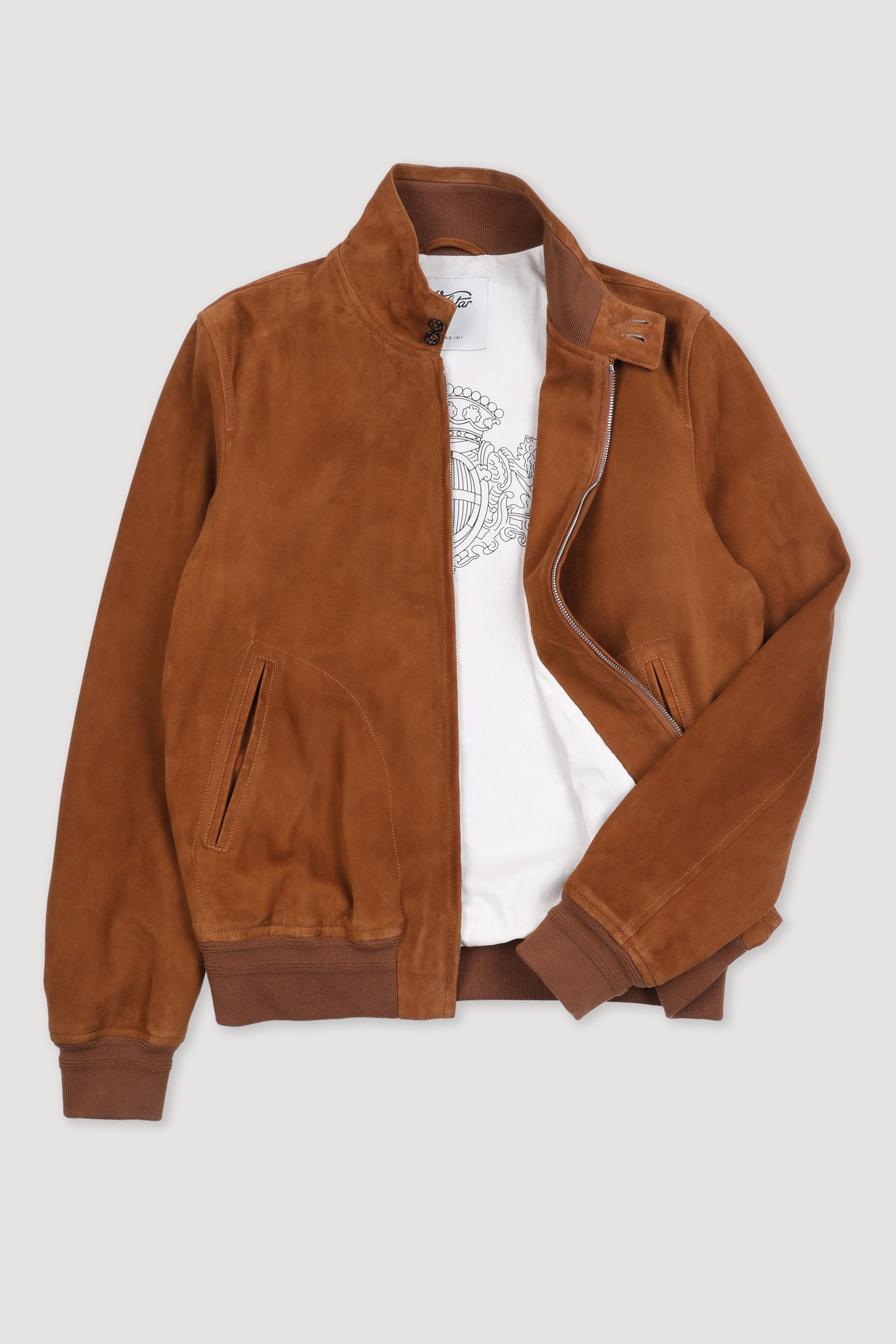 Giubbotto biker con zip in suede, foderato. Marrone - Sandal